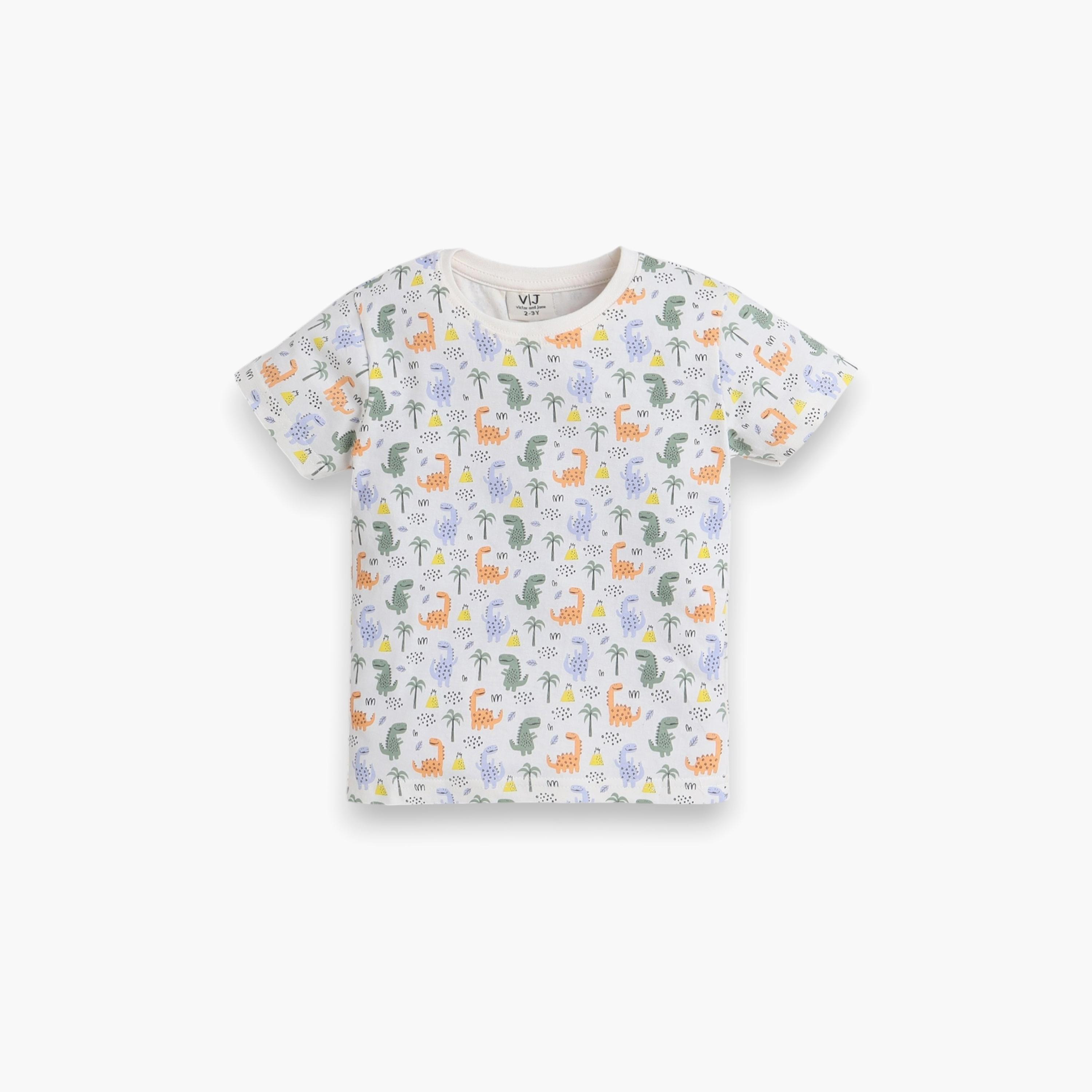 تي شيرت مطبوع بأكمام قصيرة مكون من قطعتين مع بنطال رياضي من فيكتور اند جين-boys-clothing-nightwear-image-3