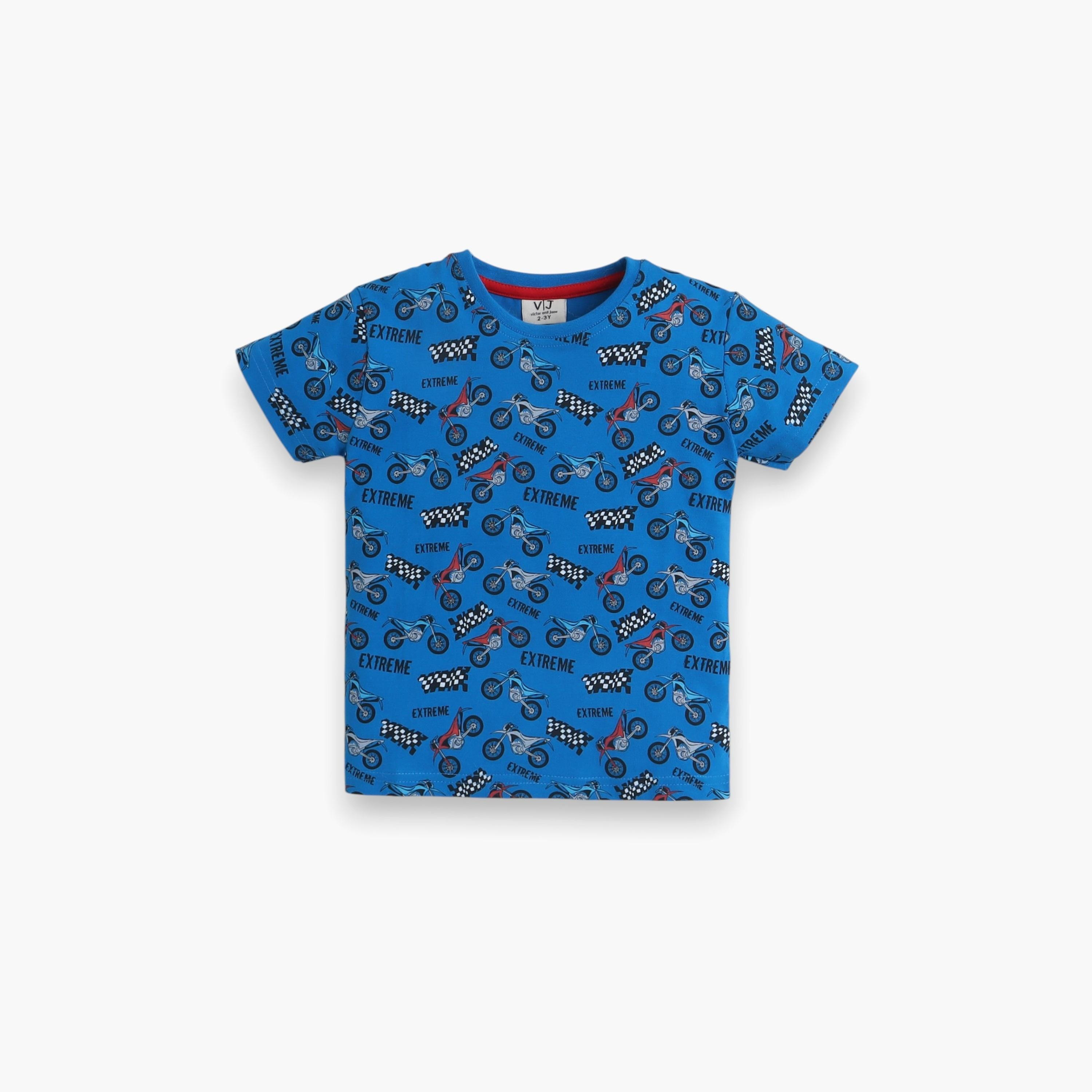 تي شيرت مطبوع بأكمام قصيرة مكون من قطعتين مع بنطال رياضي من فيكتور اند جين-boys-clothing-nightwear-image-3