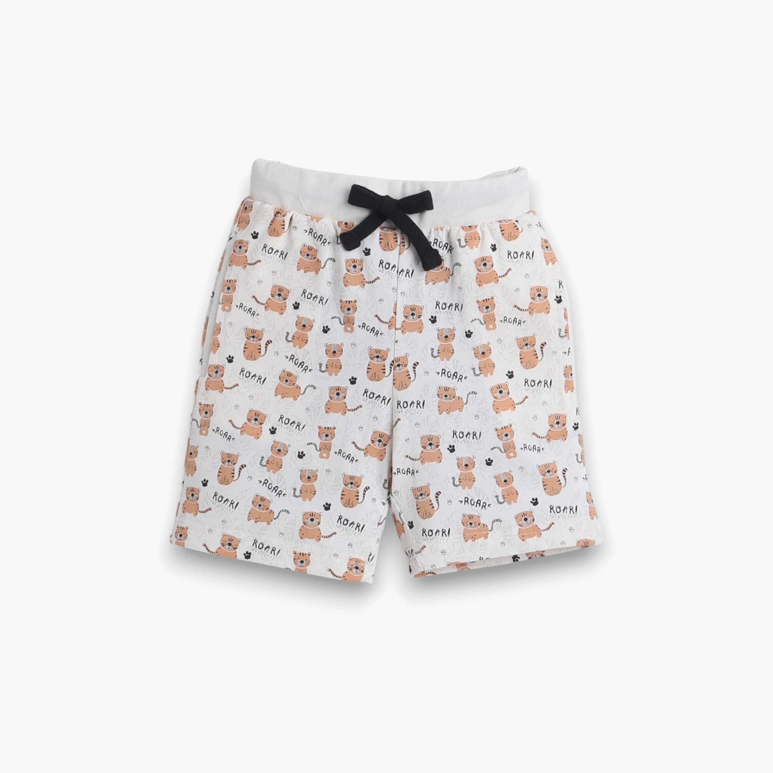 تي شيرت مطبوع بأكمام قصيرة مكون من قطعتين مع شورت من فيكتور اند جين-boys-clothing-nightwear-image-4