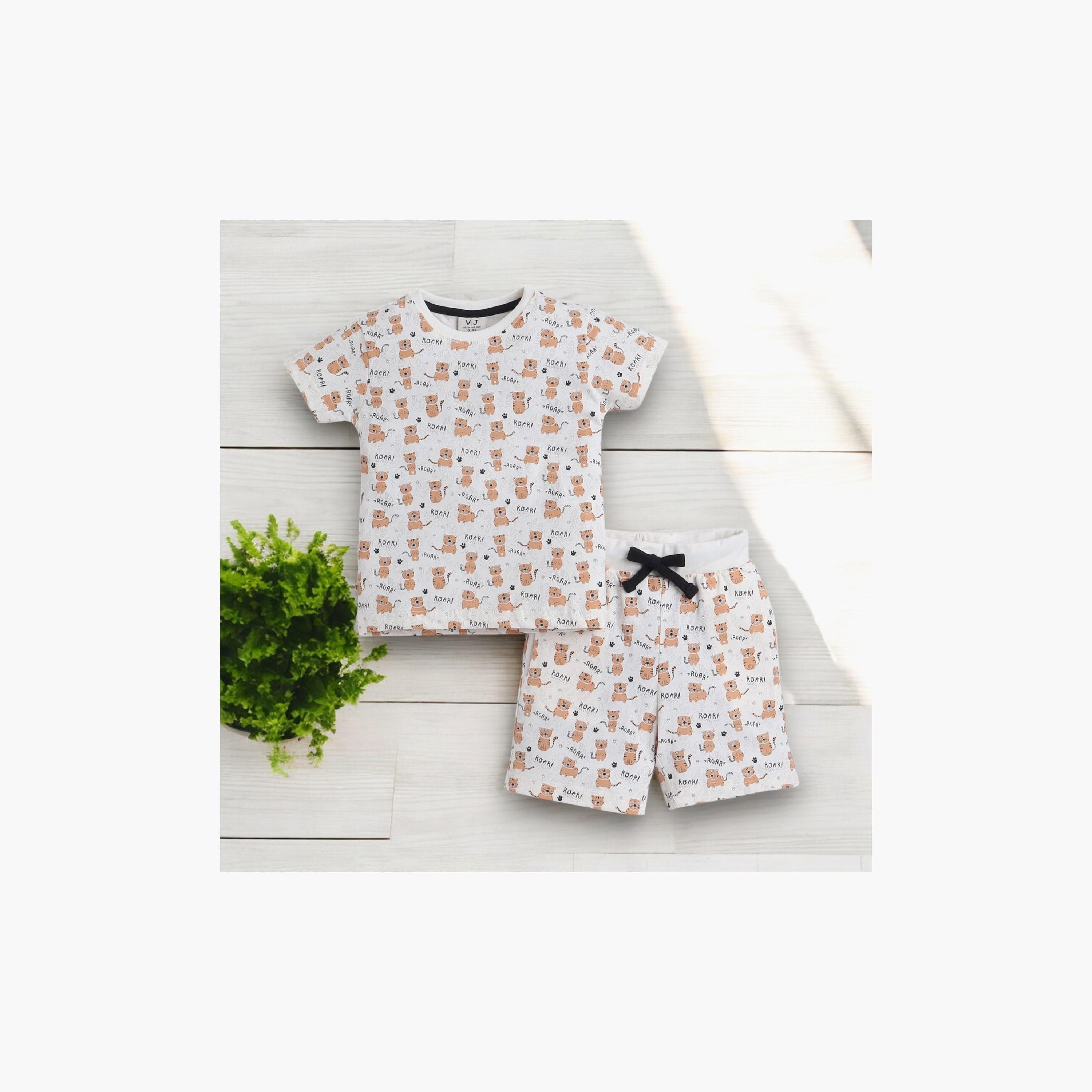 Victor and Jane 2-Piece Printed Short Sleeves T-Shirt with Shorts-boys-clothing-nightwear-image-5