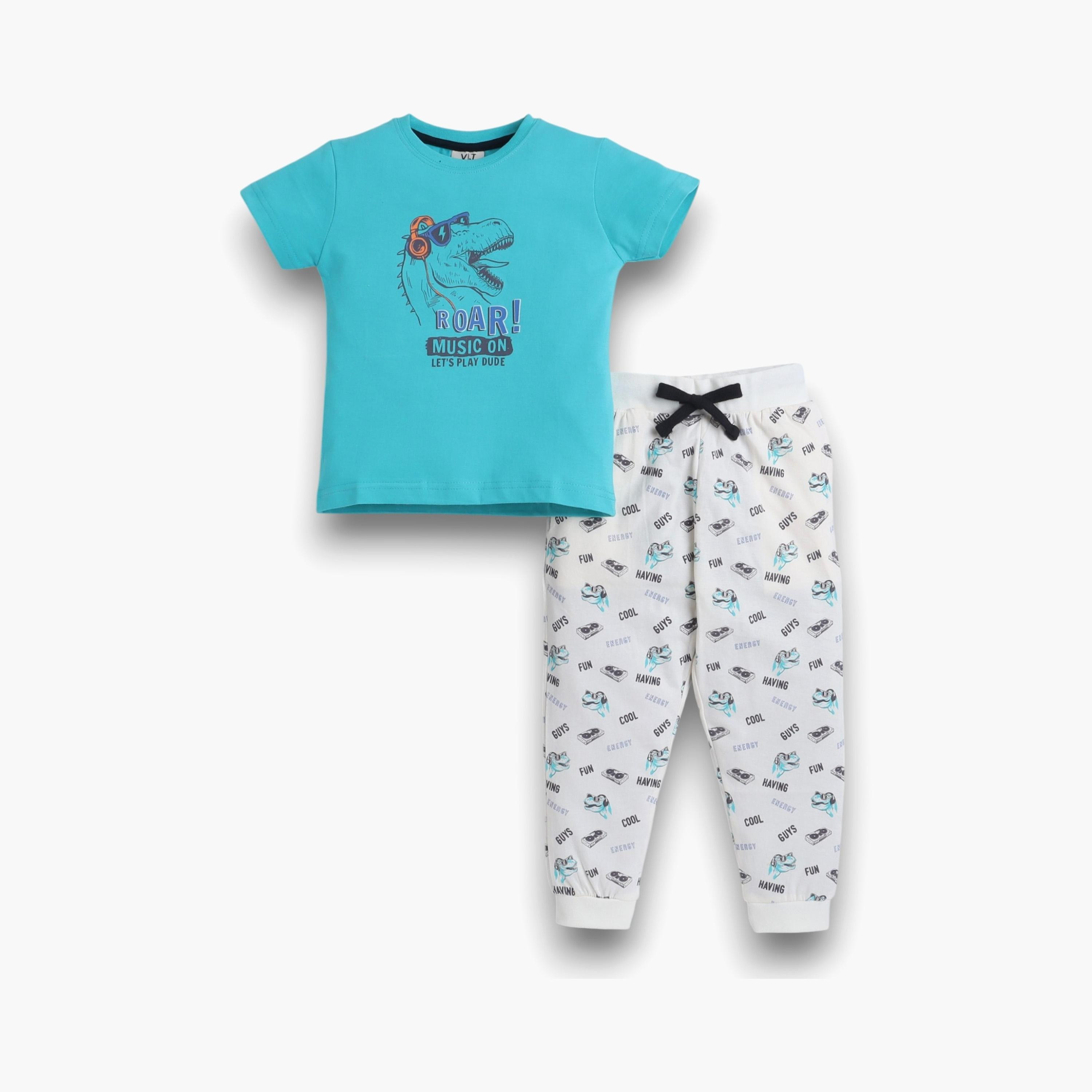 Victor and Jane 2-Piece Printed Short Sleeves T-Shirt with Joggers-boys-clothing-nightwear-image-1