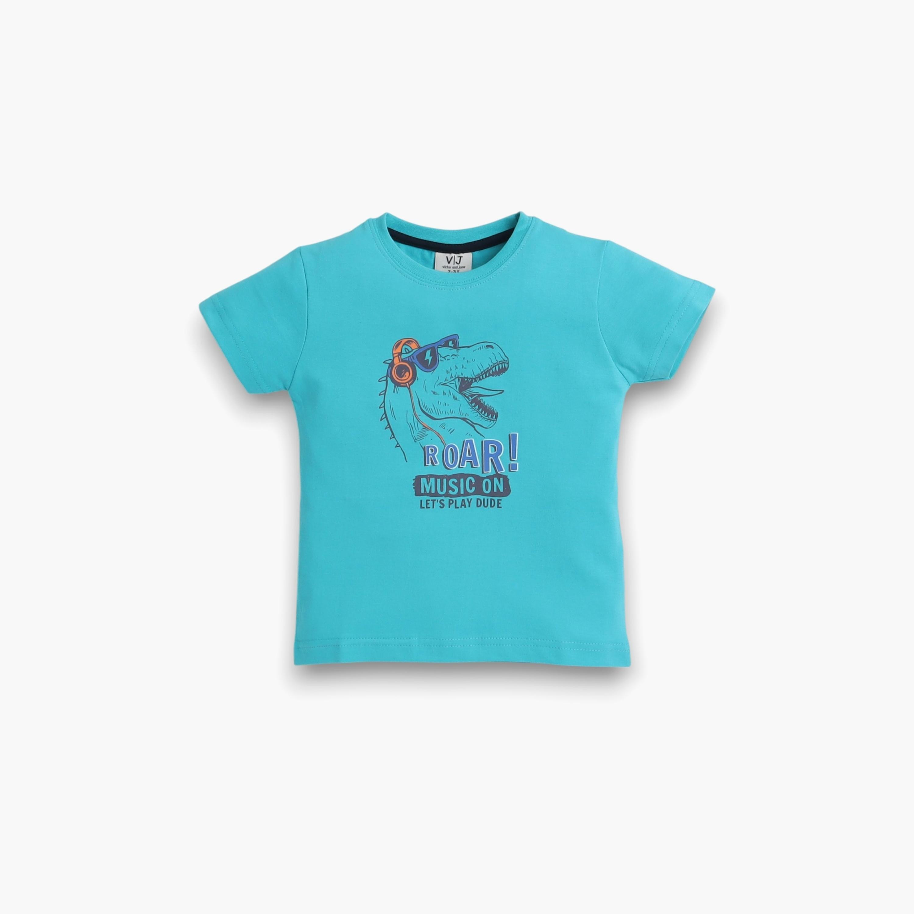 تي شيرت مطبوع بأكمام قصيرة مكون من قطعتين مع بنطال رياضي من فيكتور اند جين-boys-clothing-nightwear-image-2