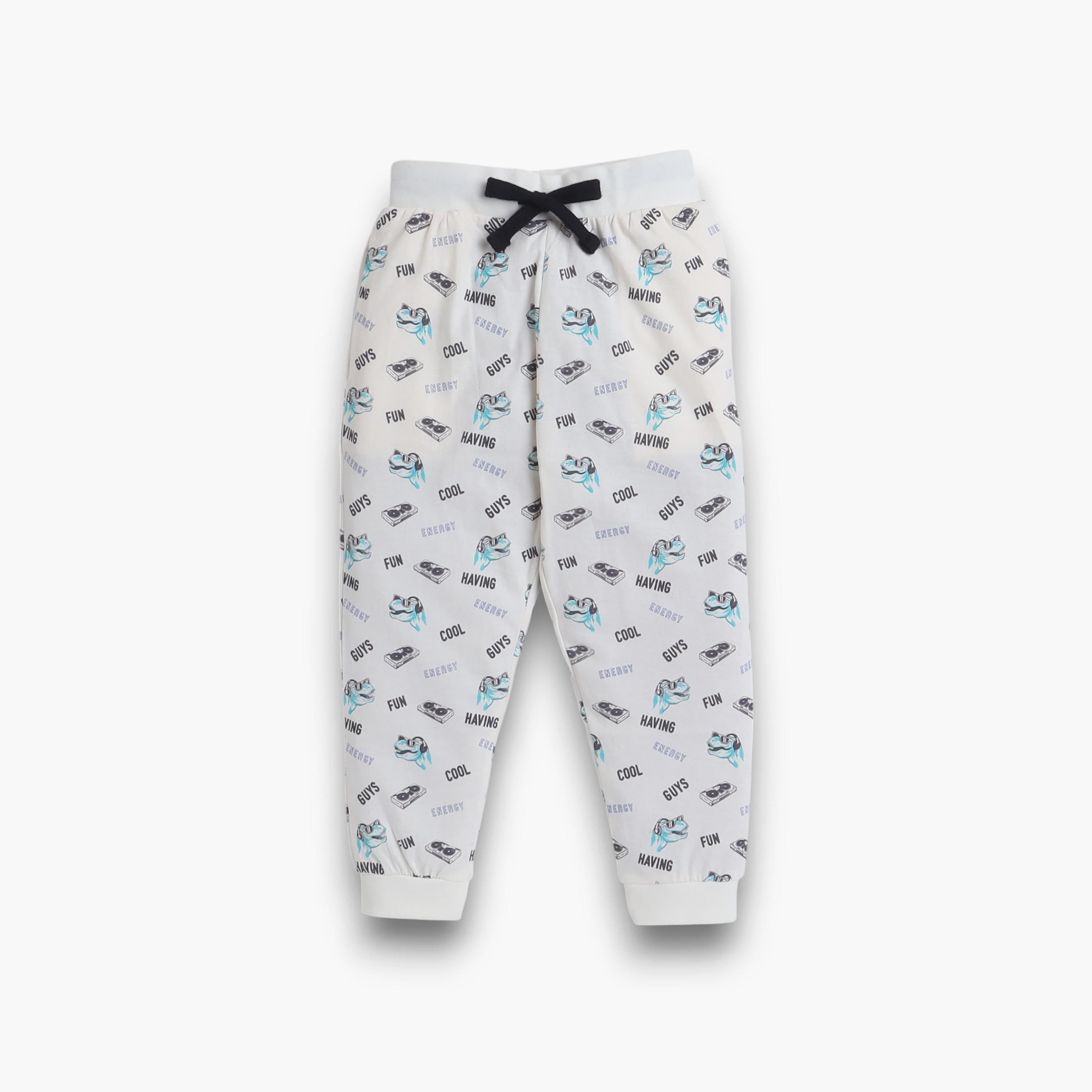 تي شيرت مطبوع بأكمام قصيرة مكون من قطعتين مع بنطال رياضي من فيكتور اند جين-boys-clothing-nightwear-image-3