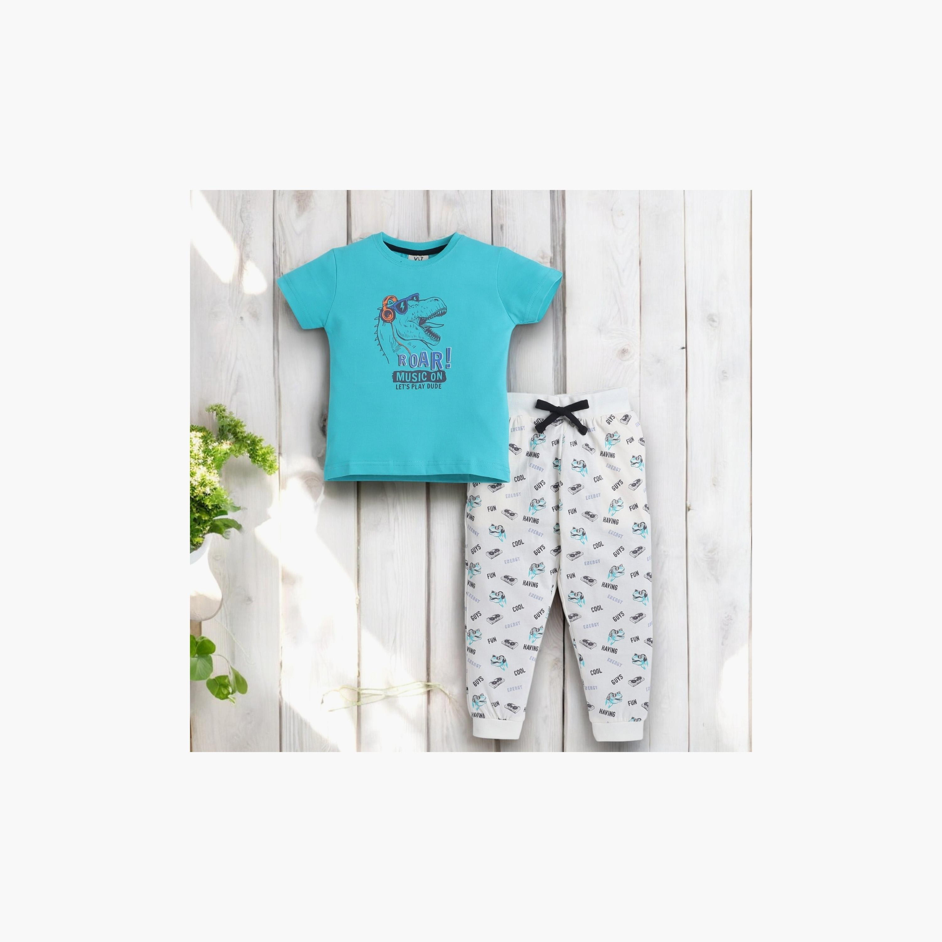 Victor and Jane 2-Piece Printed Short Sleeves T-Shirt with Joggers-boys-clothing-nightwear-image-5