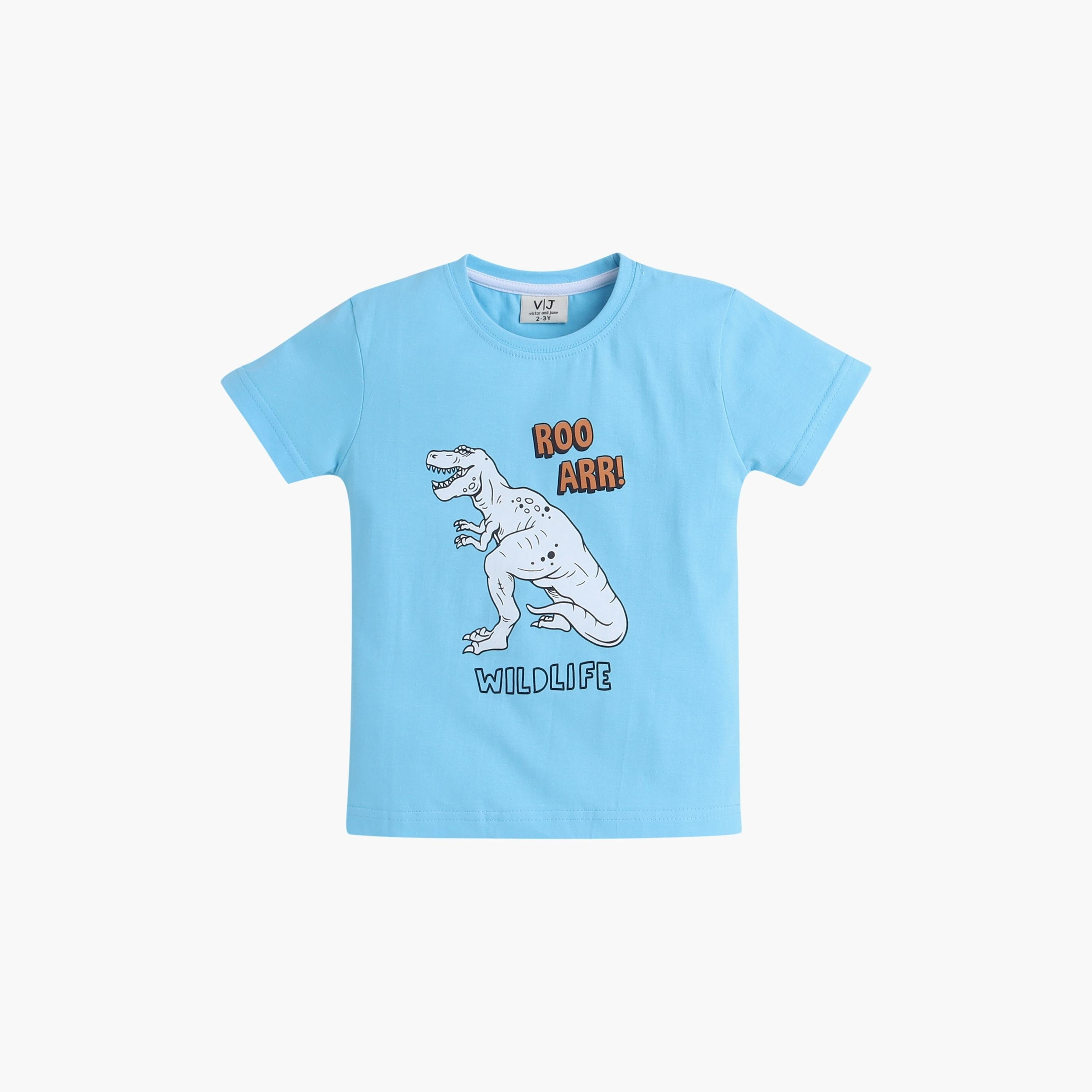 تي شيرت مطبوع بأكمام قصيرة مكون من قطعتين مع بنطال رياضي من فيكتور اند جين-boys-clothing-nightwear-image-2