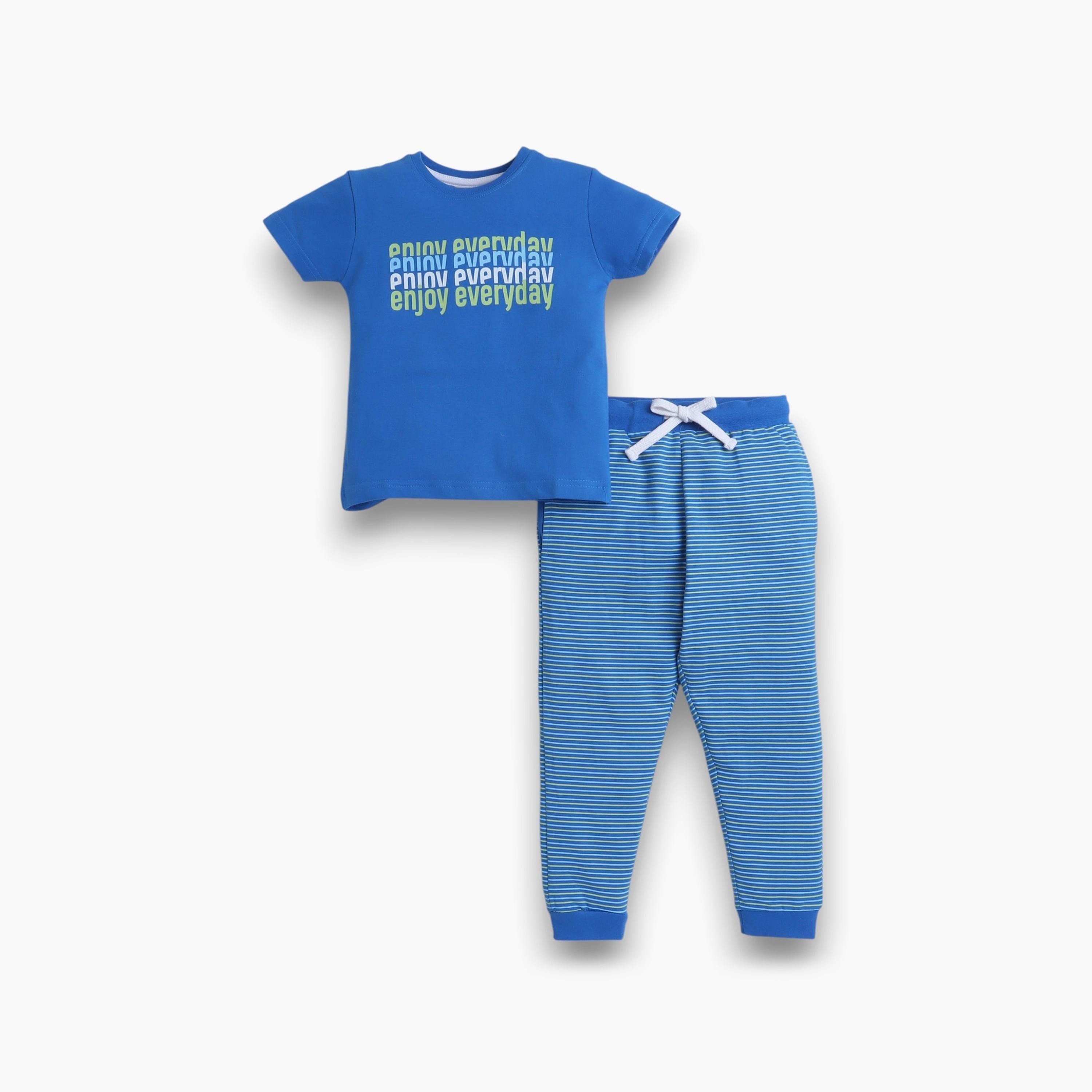 Victor and Jane 2-Piece Printed Short Sleeves T-Shirt with Joggers-boys-clothing-nightwear-image-1