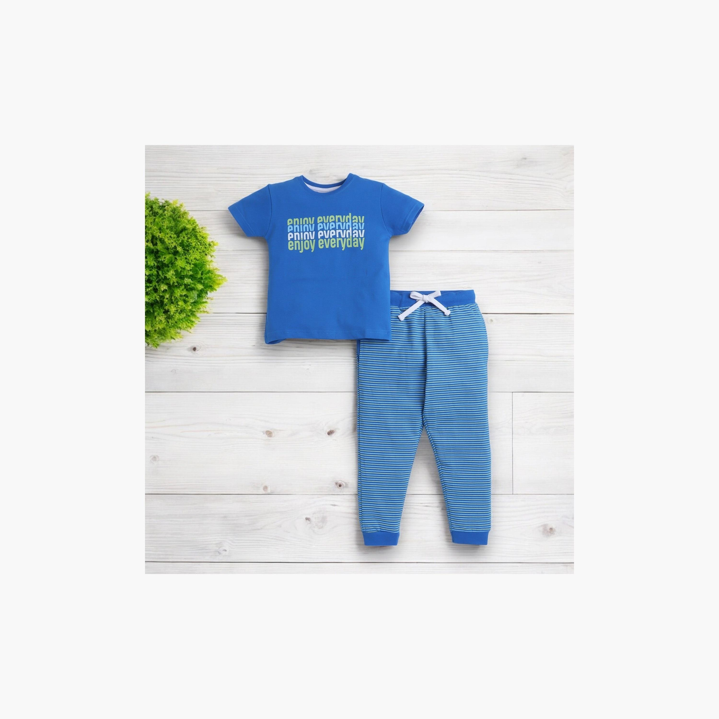 Victor and Jane 2-Piece Printed Short Sleeves T-Shirt with Joggers-boys-clothing-nightwear-image-5