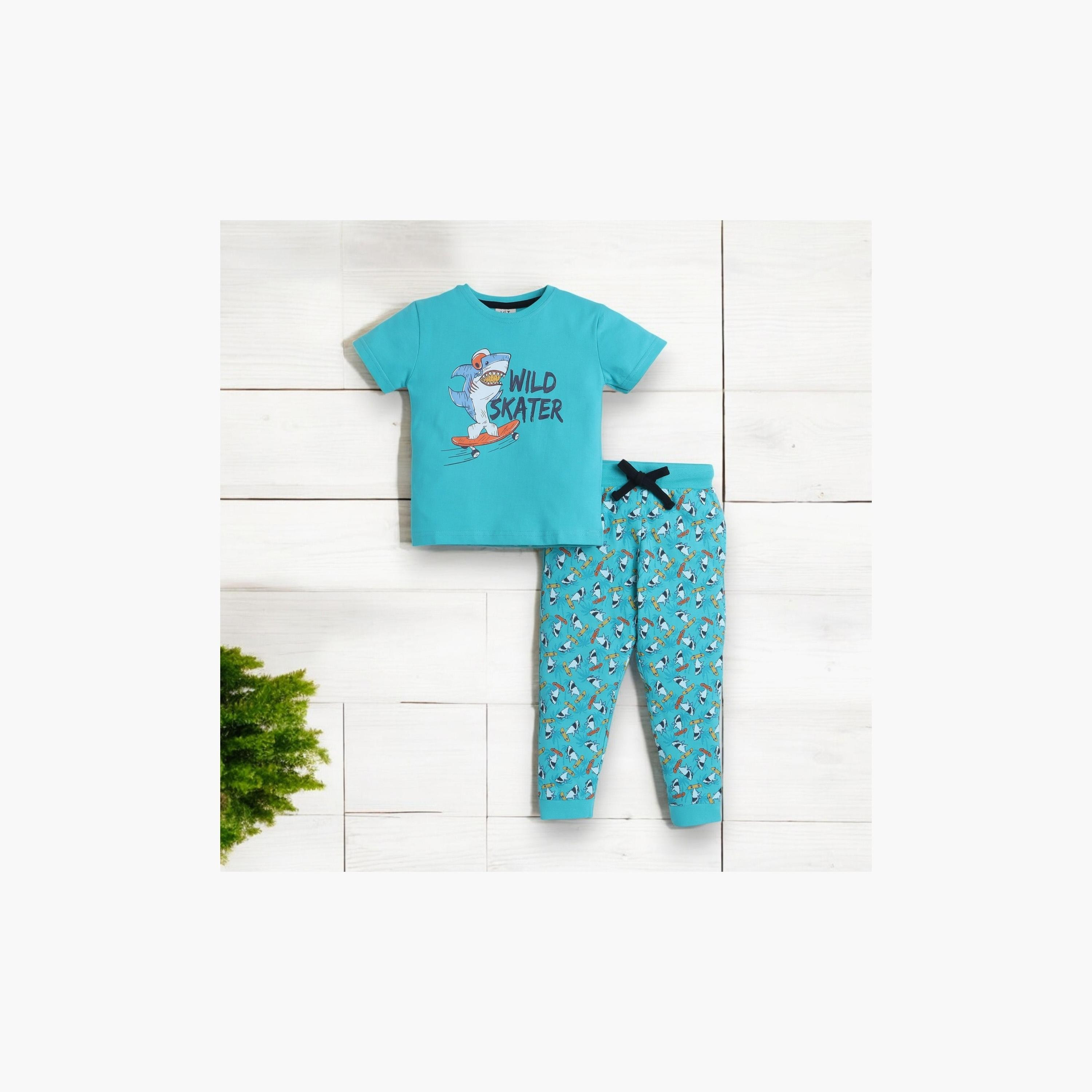 Victor and Jane 2-Piece Printed Short Sleeves T-Shirt with Joggers-boys-clothing-nightwear-image-5
