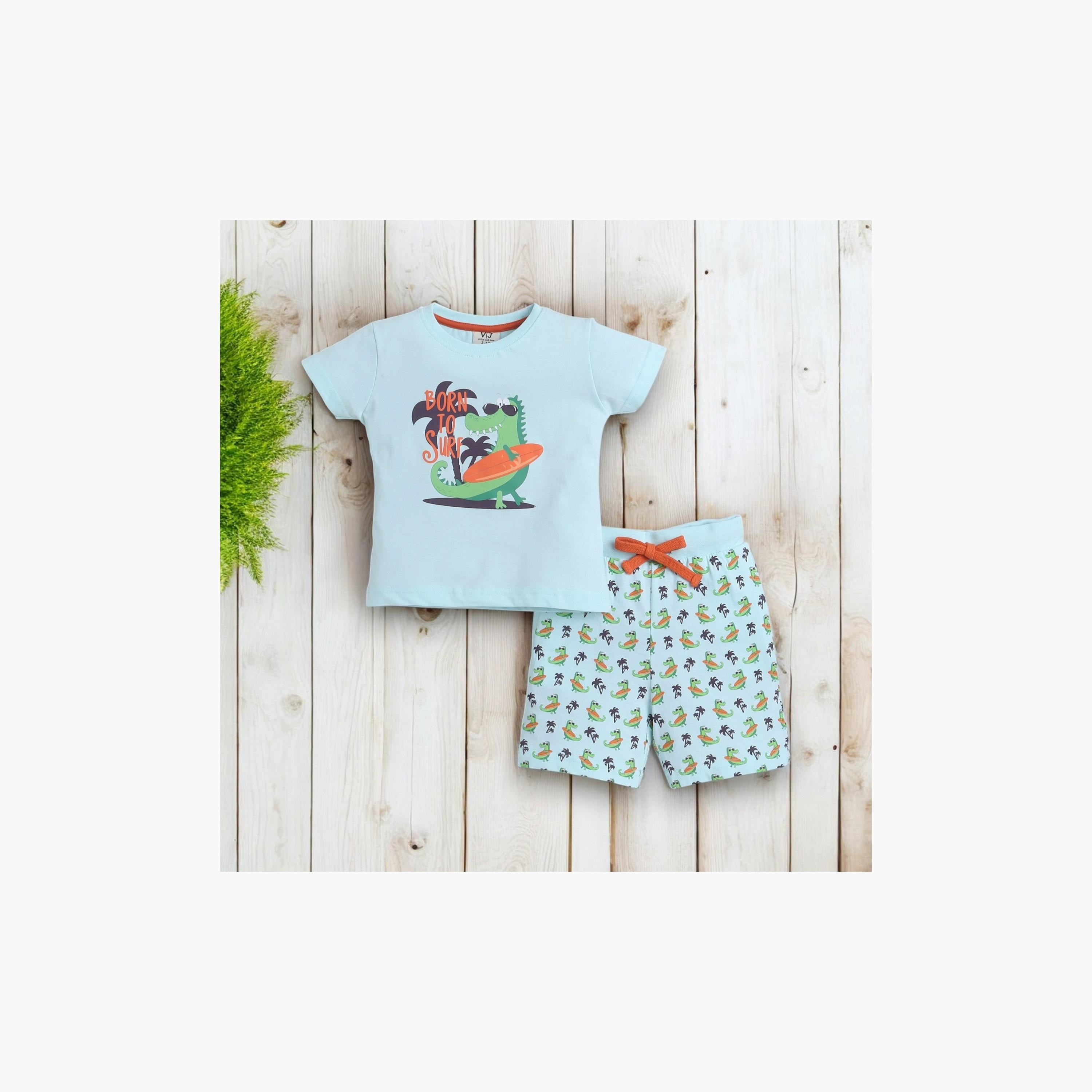 Victor and Jane 2-Piece Printed Short Sleeves T-Shirt with Shorts-boys-clothing-nightwear-image-5