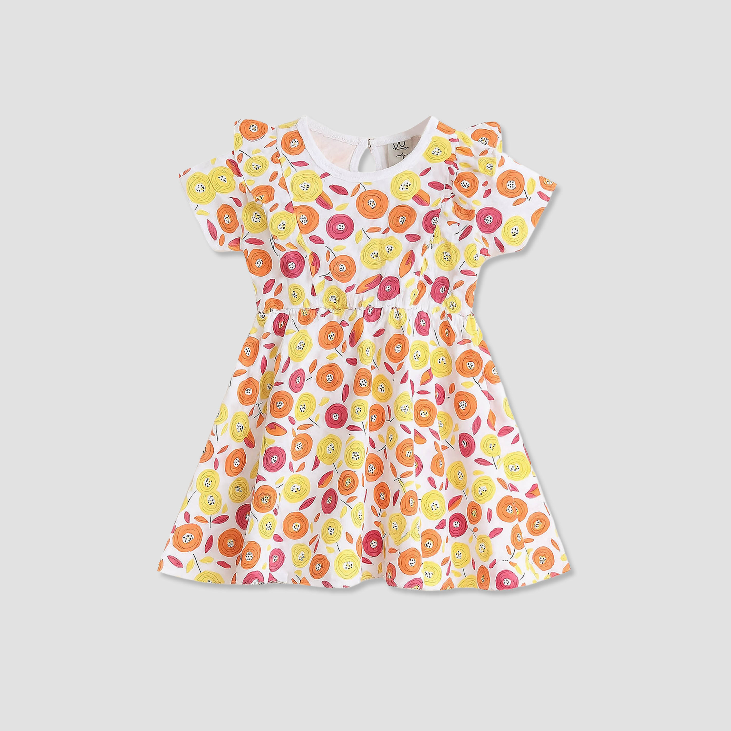 فستان من قطعتين مطبوع بالكامل بكشكشة من فيكتور آند جين - متعدد الألوان-girls-clothing-dressesandjumpsuits-image-2
