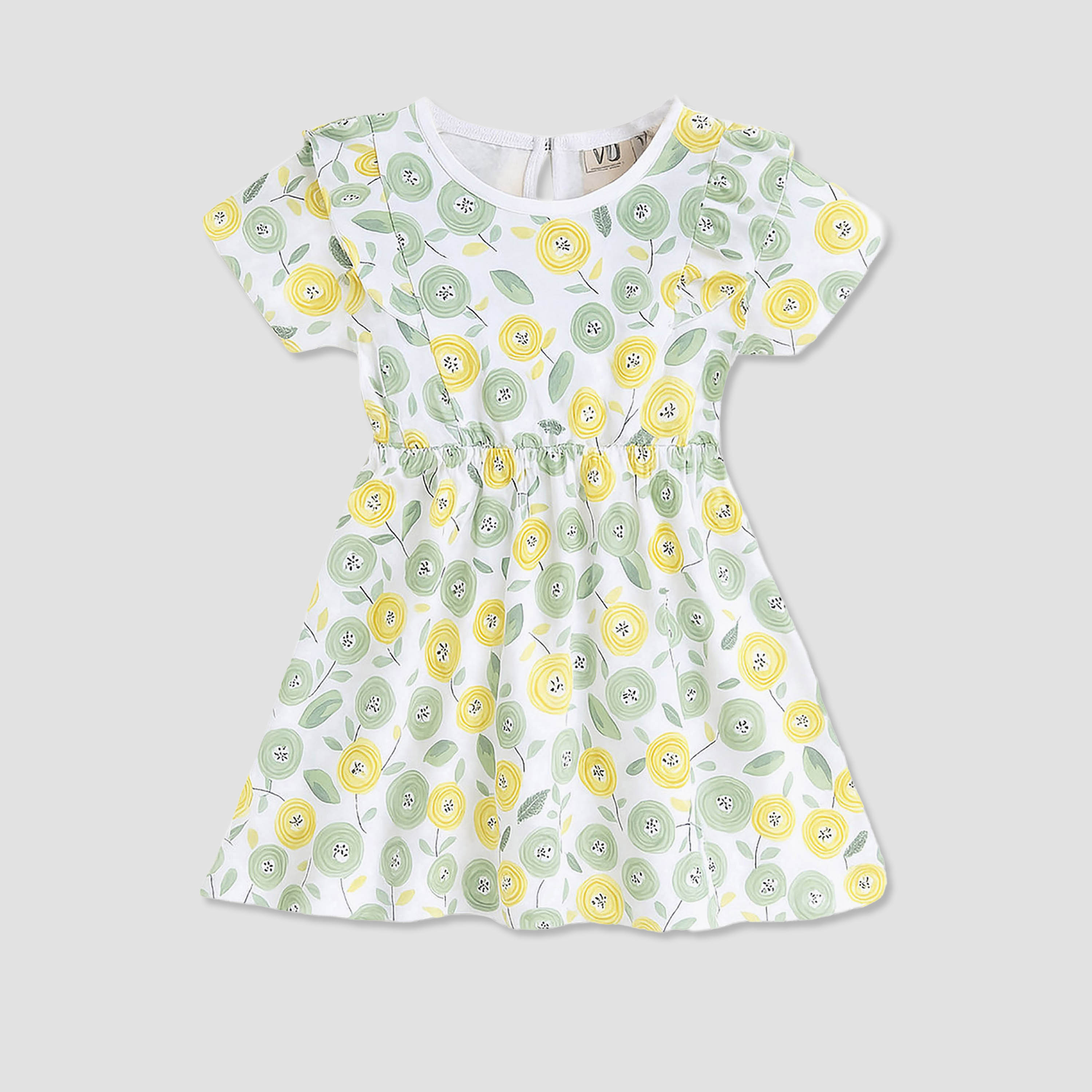 فستان من قطعتين مطبوع بالكامل بكشكشة من فيكتور آند جين - متعدد الألوان-girls-clothing-dressesandjumpsuits-image-3