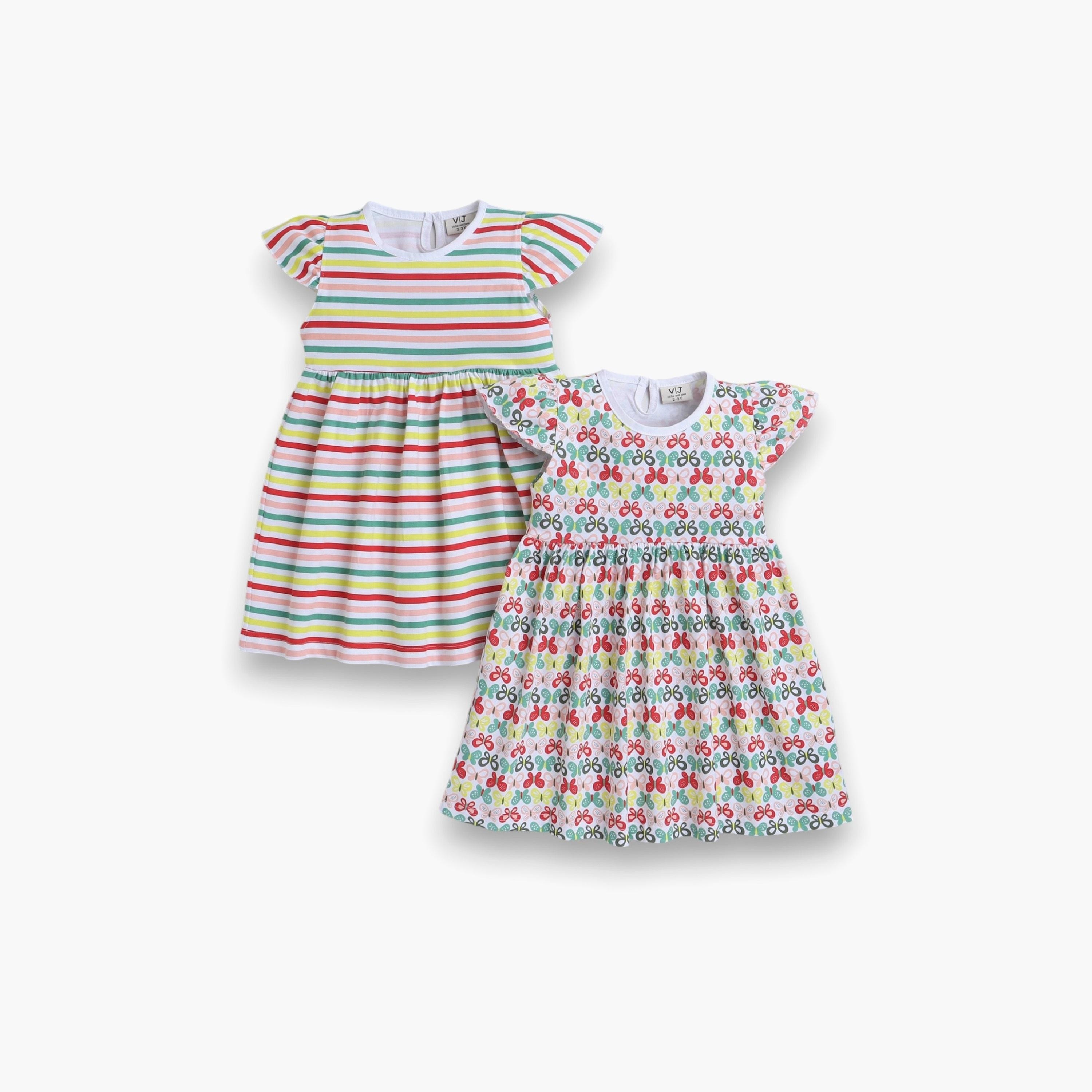 فستان قطعتين مطبوع بأكمام قصيرة من فيكتور اند جين-girls-clothing-dressesandjumpsuits-image-1