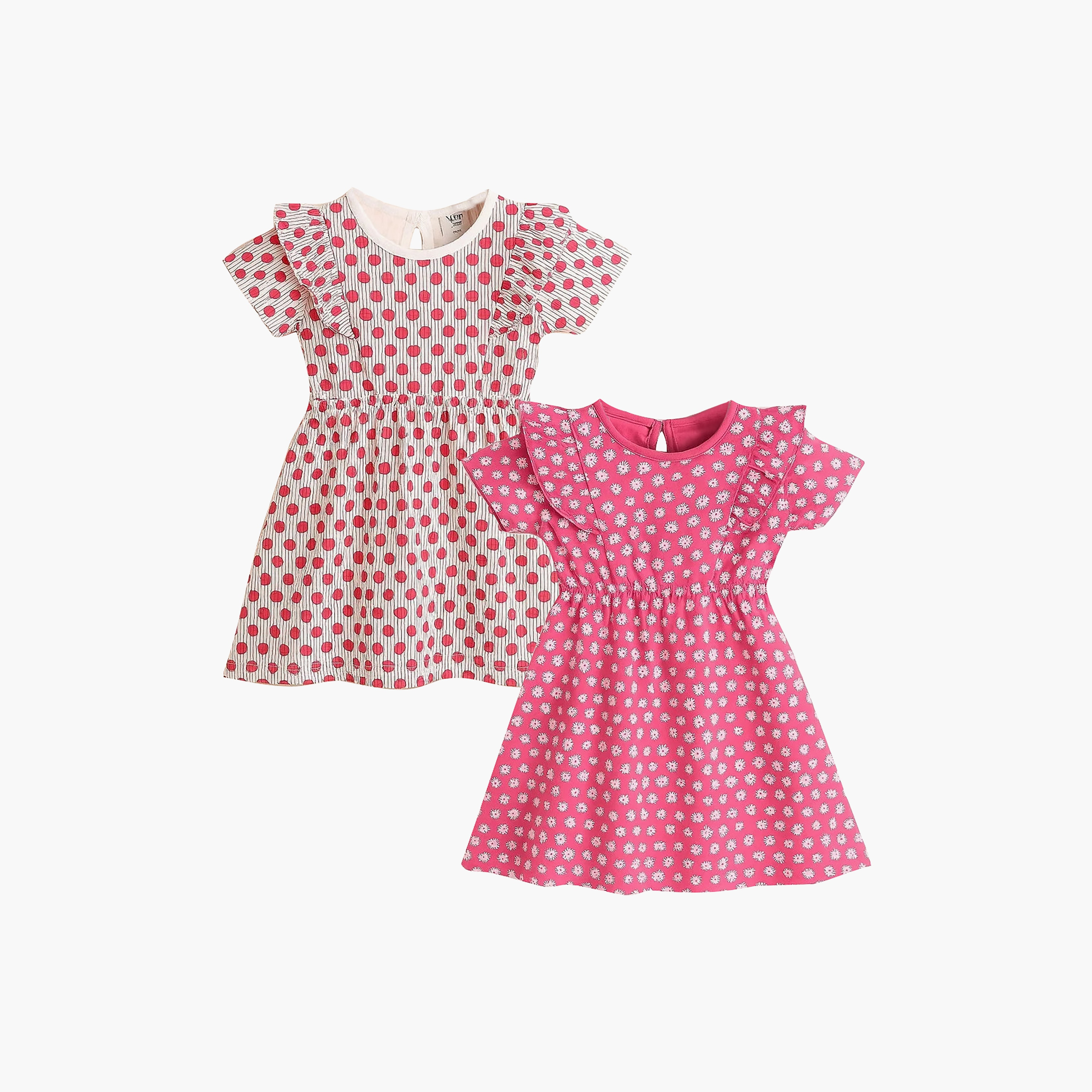 Victor and Jane 2-Piece Short Sleeves Printed Ruffle Dress Set-girls-clothing-winterwear-dresses-image-1