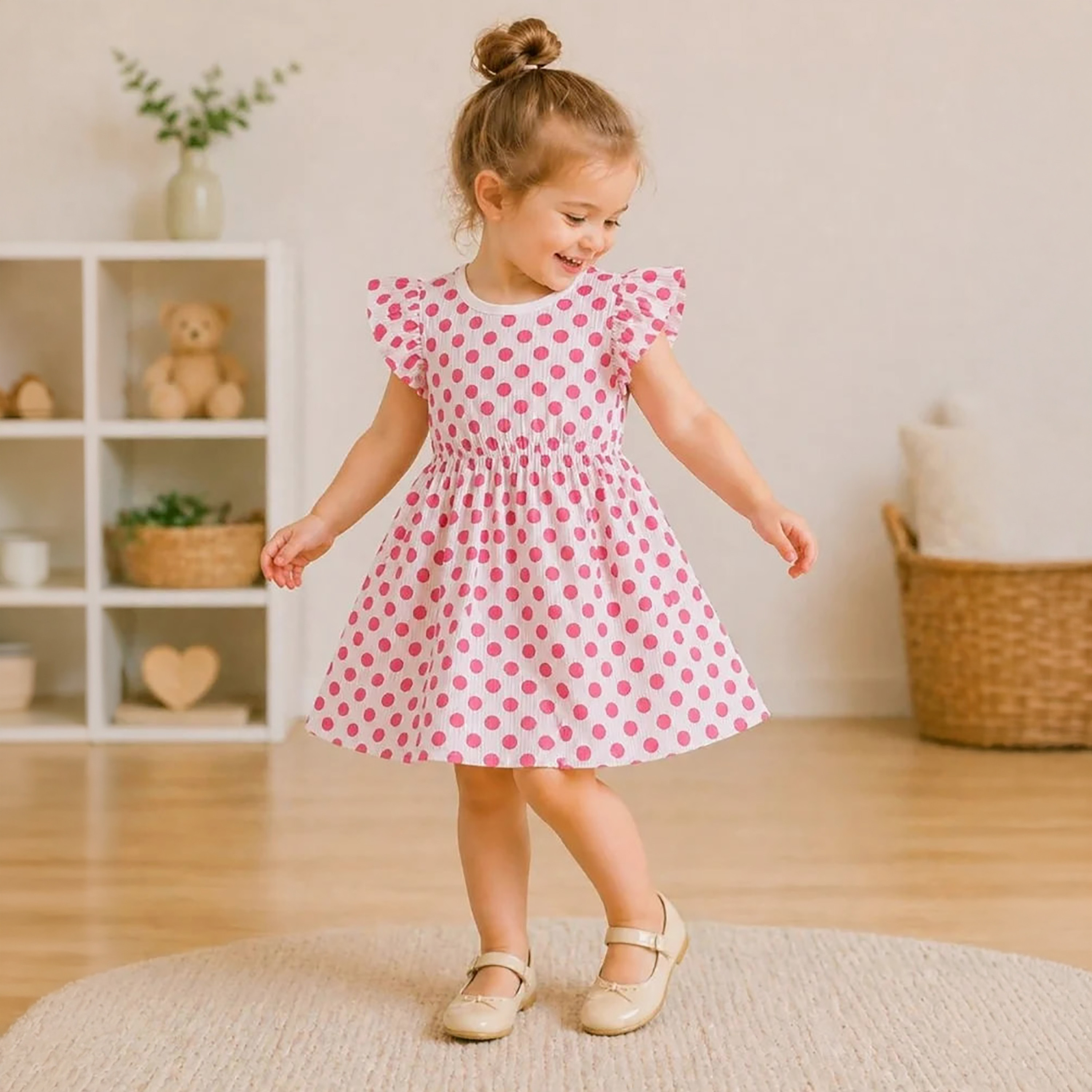 Victor and Jane 2-Piece Short Sleeves Printed Ruffle Dress Set-girls-clothing-winterwear-dresses-image-3