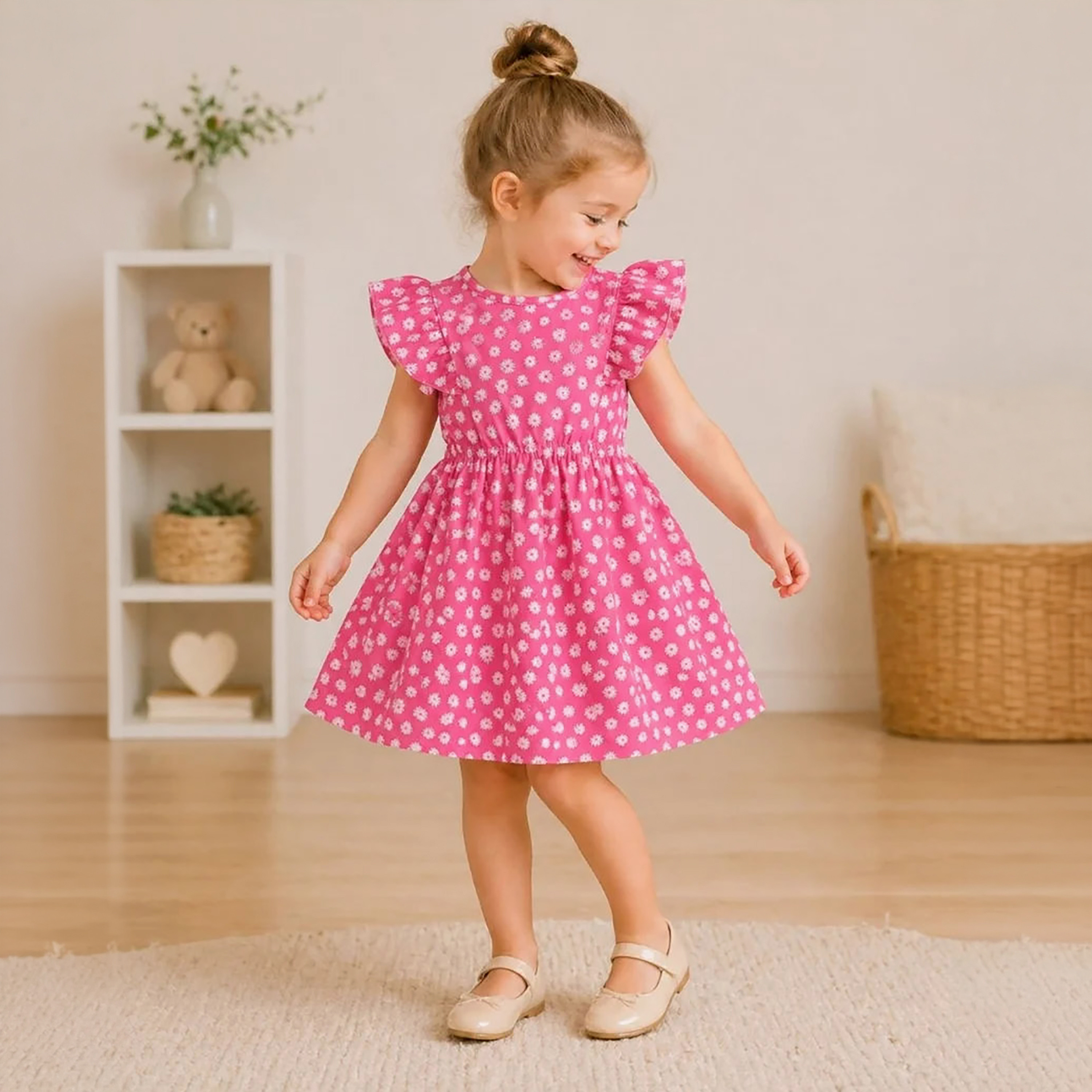 Victor and Jane 2-Piece Short Sleeves Printed Ruffle Dress Set-girls-clothing-winterwear-dresses-image-4