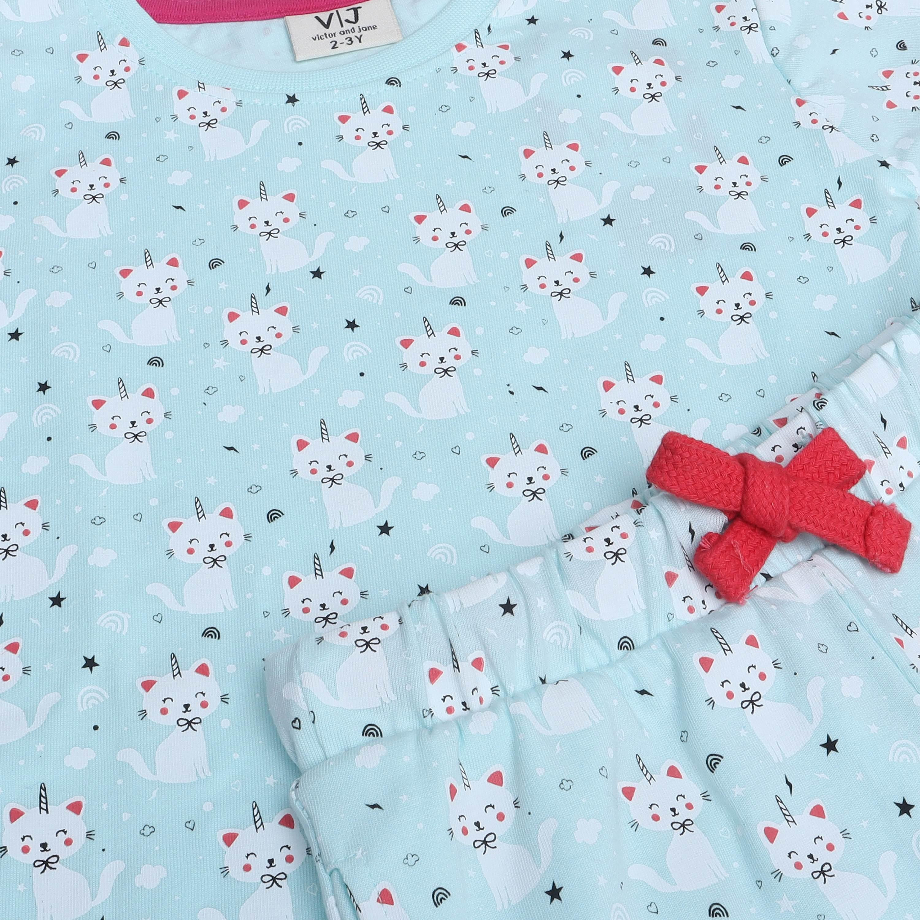 Victor and Jane 2-Piece Printed Short Sleeves T-Shirt with Joggers-baby-girls-clothing-nightwear-pyjamasets-image-2