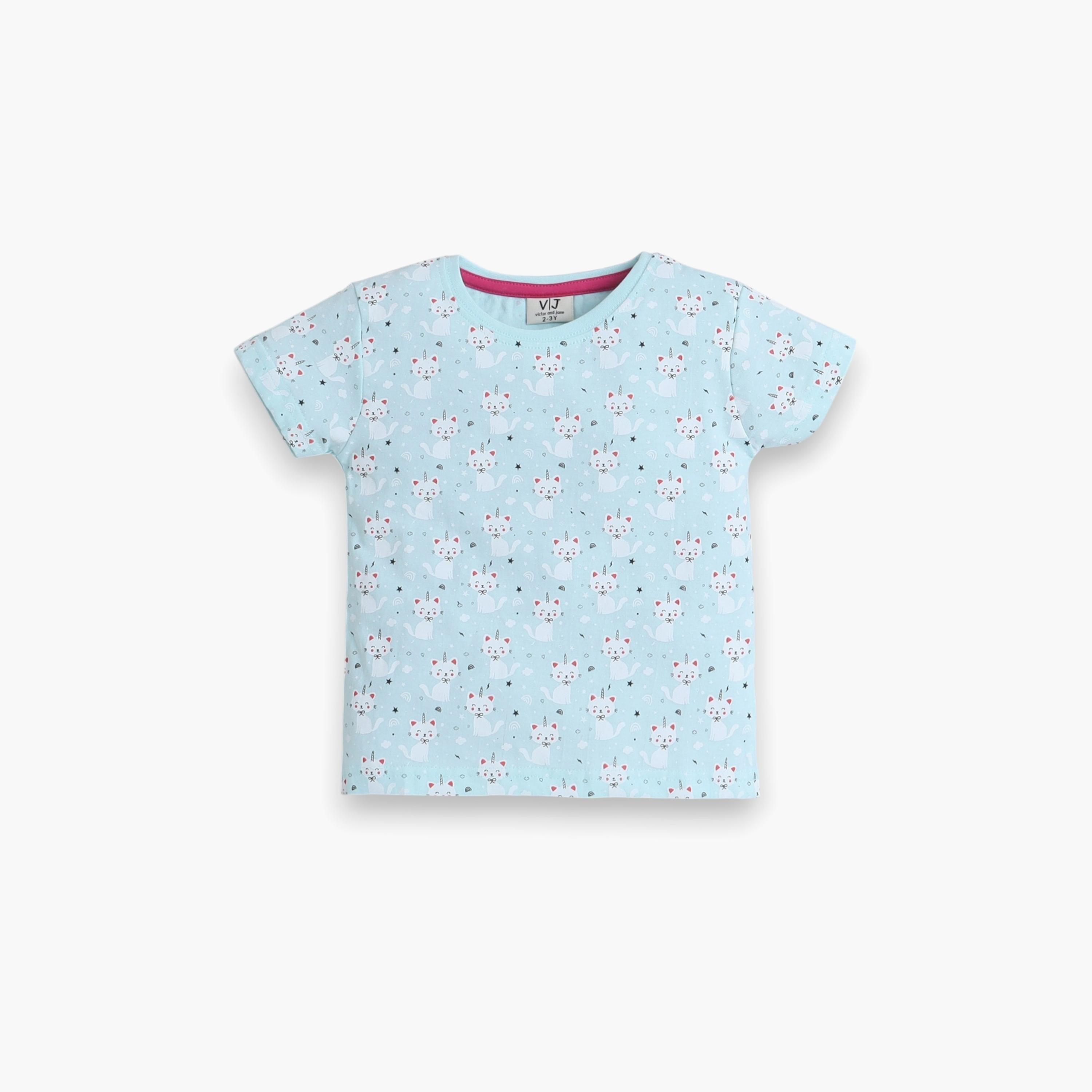 Victor and Jane 2-Piece Printed Short Sleeves T-Shirt with Joggers-baby-girls-clothing-nightwear-pyjamasets-image-3