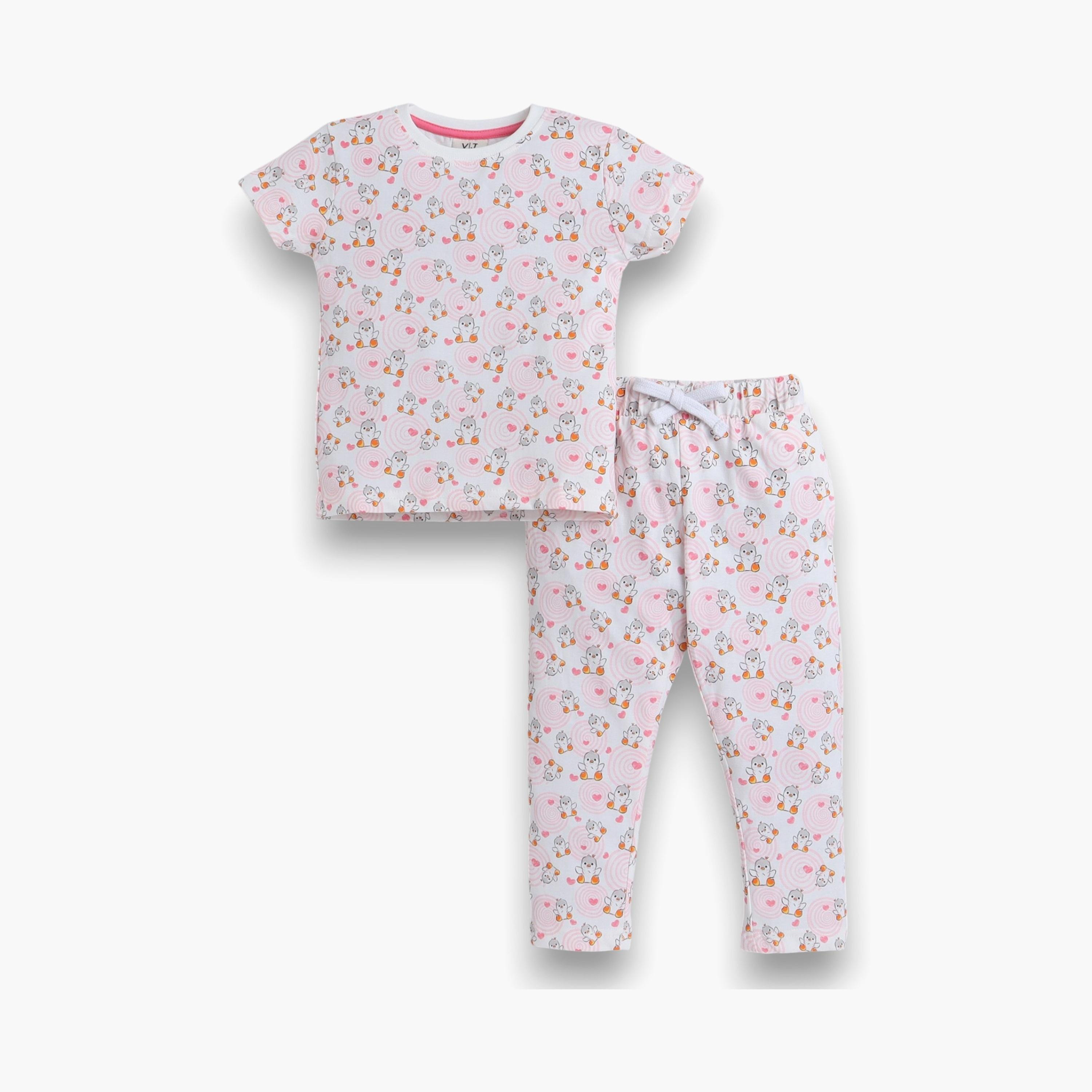 Victor and Jane 2-Piece Printed Short Sleeves T-Shirt with Joggers-girls-clothing-nightwear-image-1