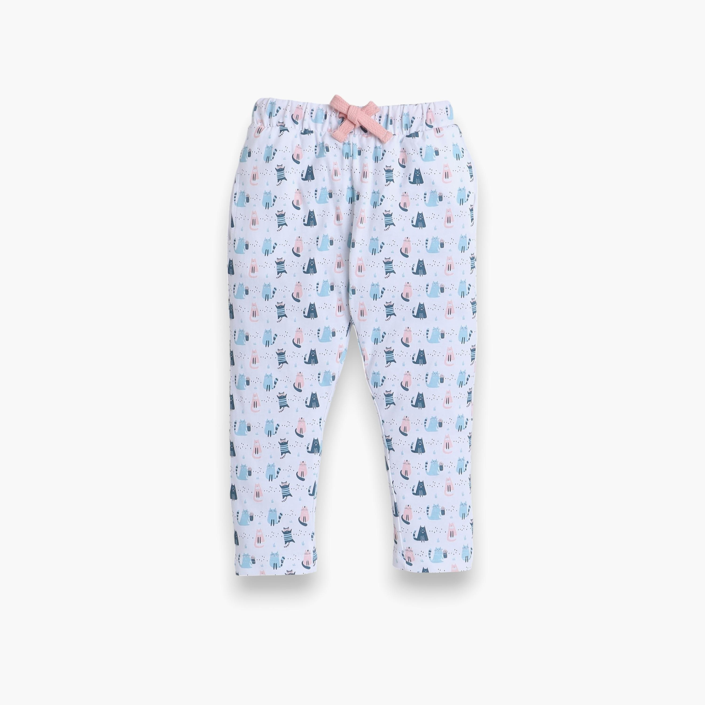تي شيرت مطبوع بأكمام قصيرة مكون من قطعتين مع بنطال رياضي من فيكتور اند جين-girls-clothing-nightwear-image-4