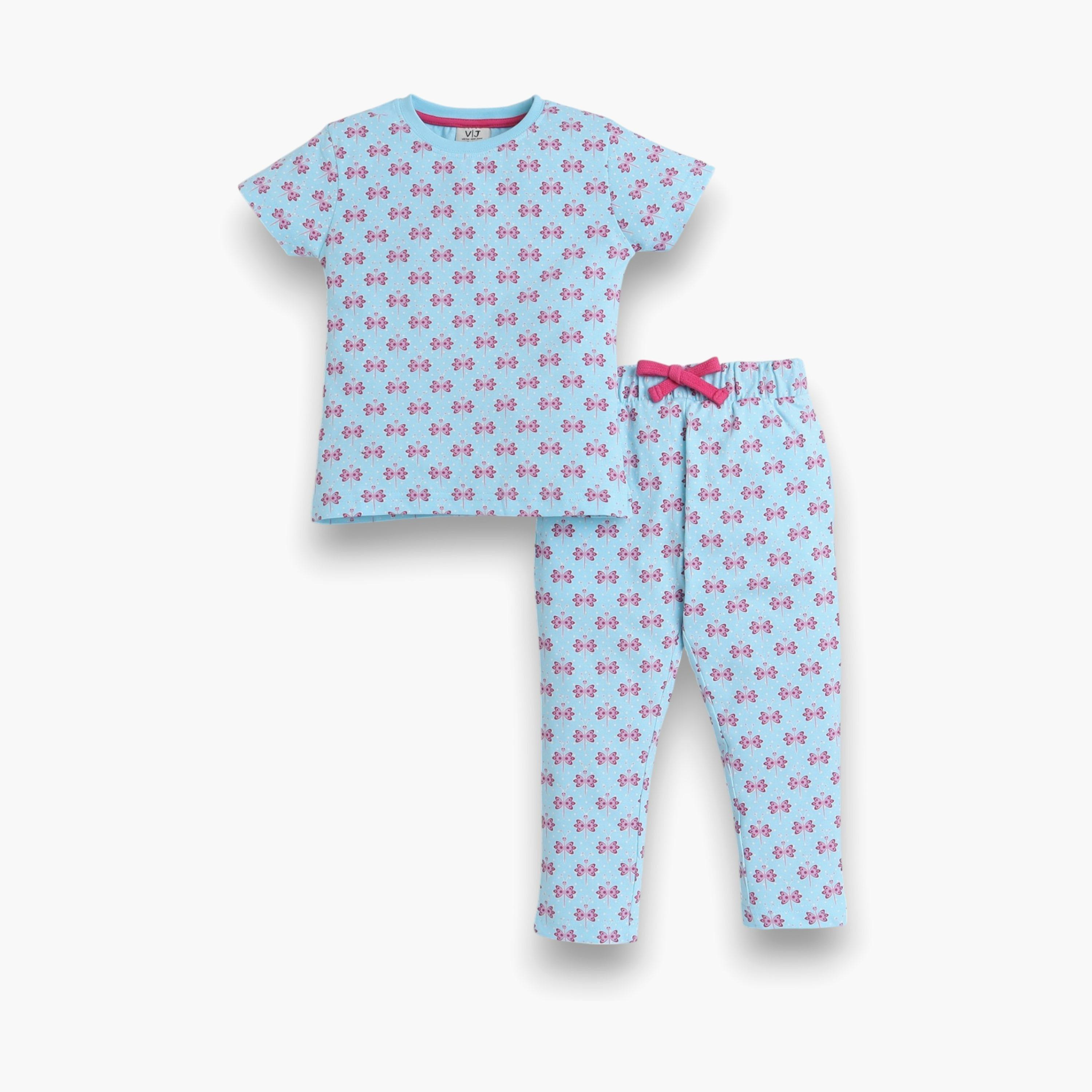 Victor and Jane 2-Piece Printed Short Sleeves T-Shirt with Joggers-girls-clothing-nightwear-image-1