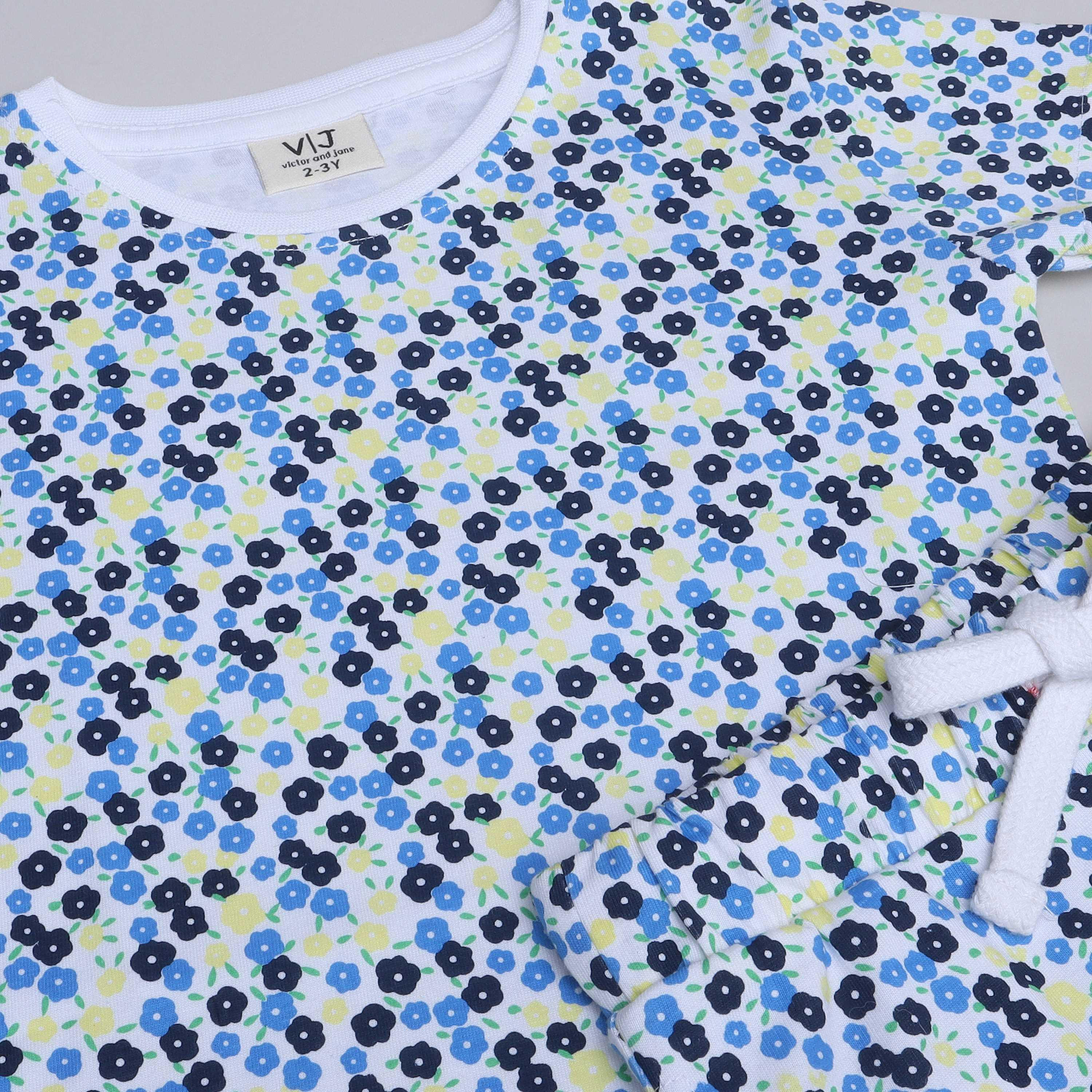 Victor and Jane 2-Piece Floral Printed Short Sleeves T-Shirt with Joggers-girls-clothing-nightwear-image-2