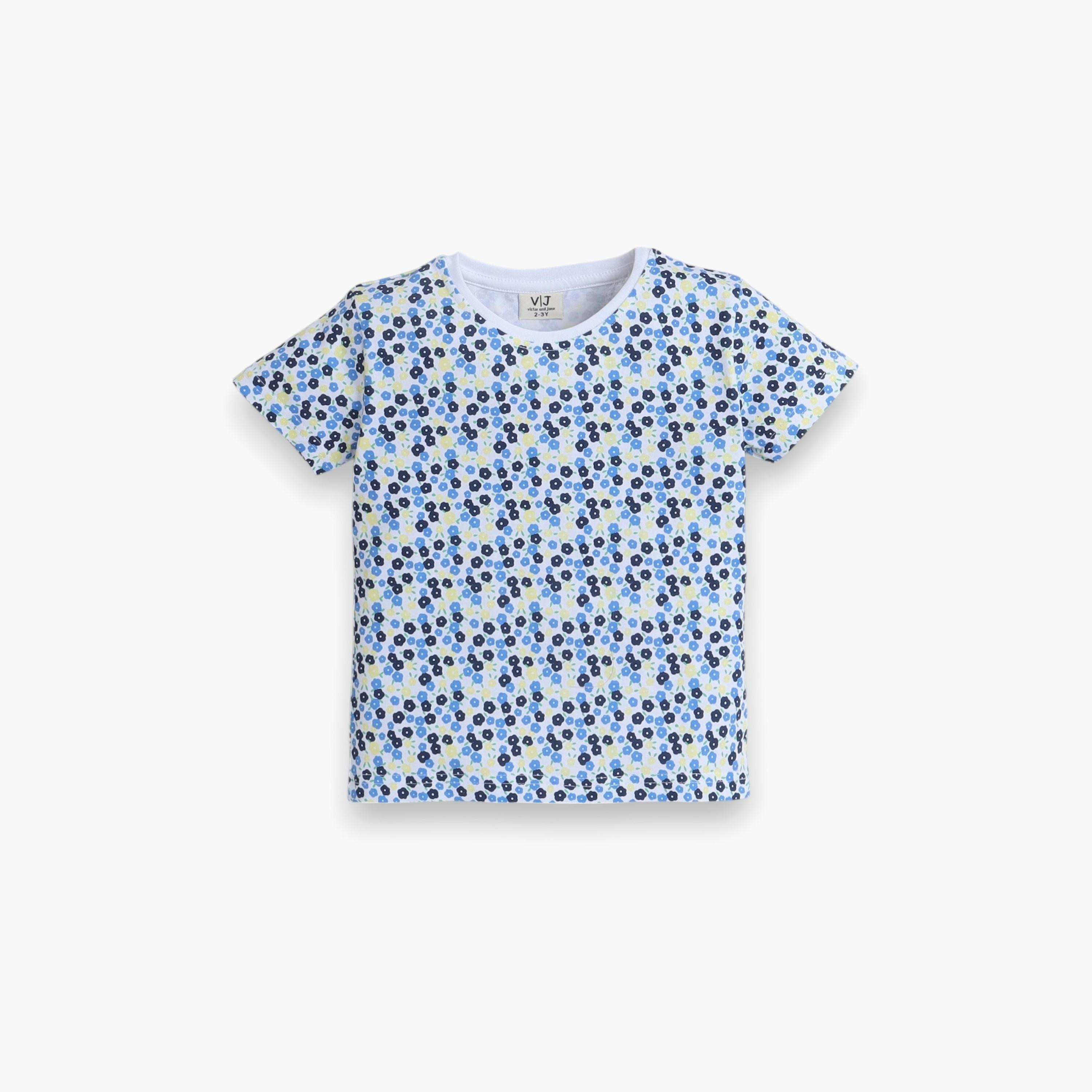 Victor and Jane 2-Piece Floral Printed Short Sleeves T-Shirt with Joggers-girls-clothing-nightwear-image-3