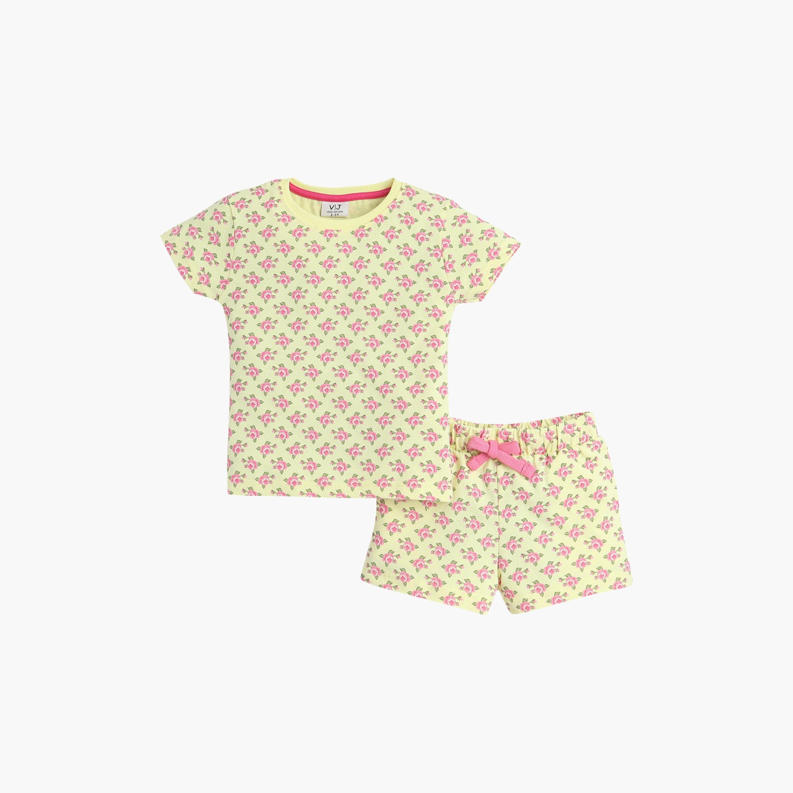 Victor and Jane 2-Piece Printed Short Sleeves T-Shirt with Shorts-girls-clothing-nightwear-image-1