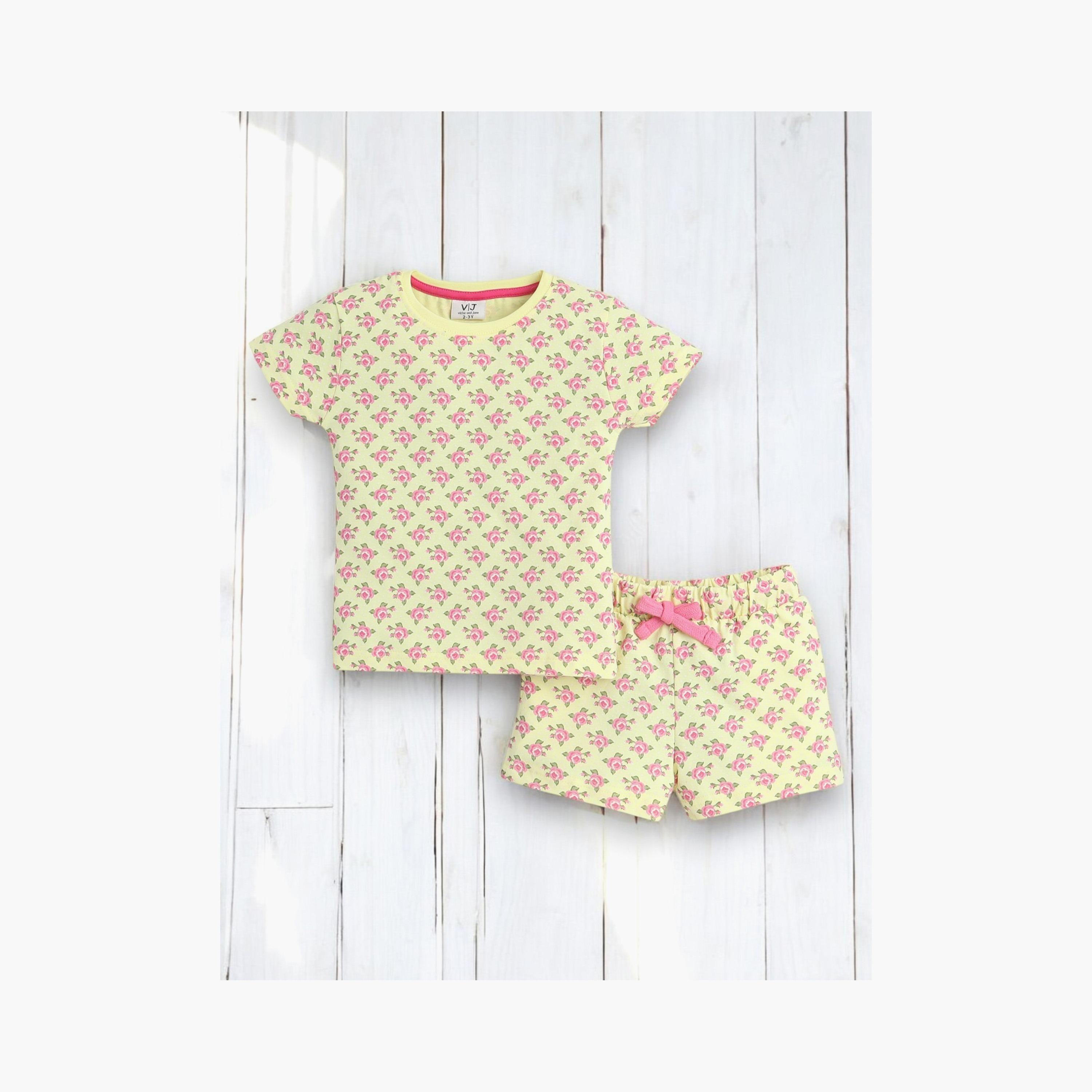 Victor and Jane 2-Piece Printed Short Sleeves T-Shirt with Shorts-girls-clothing-nightwear-image-5