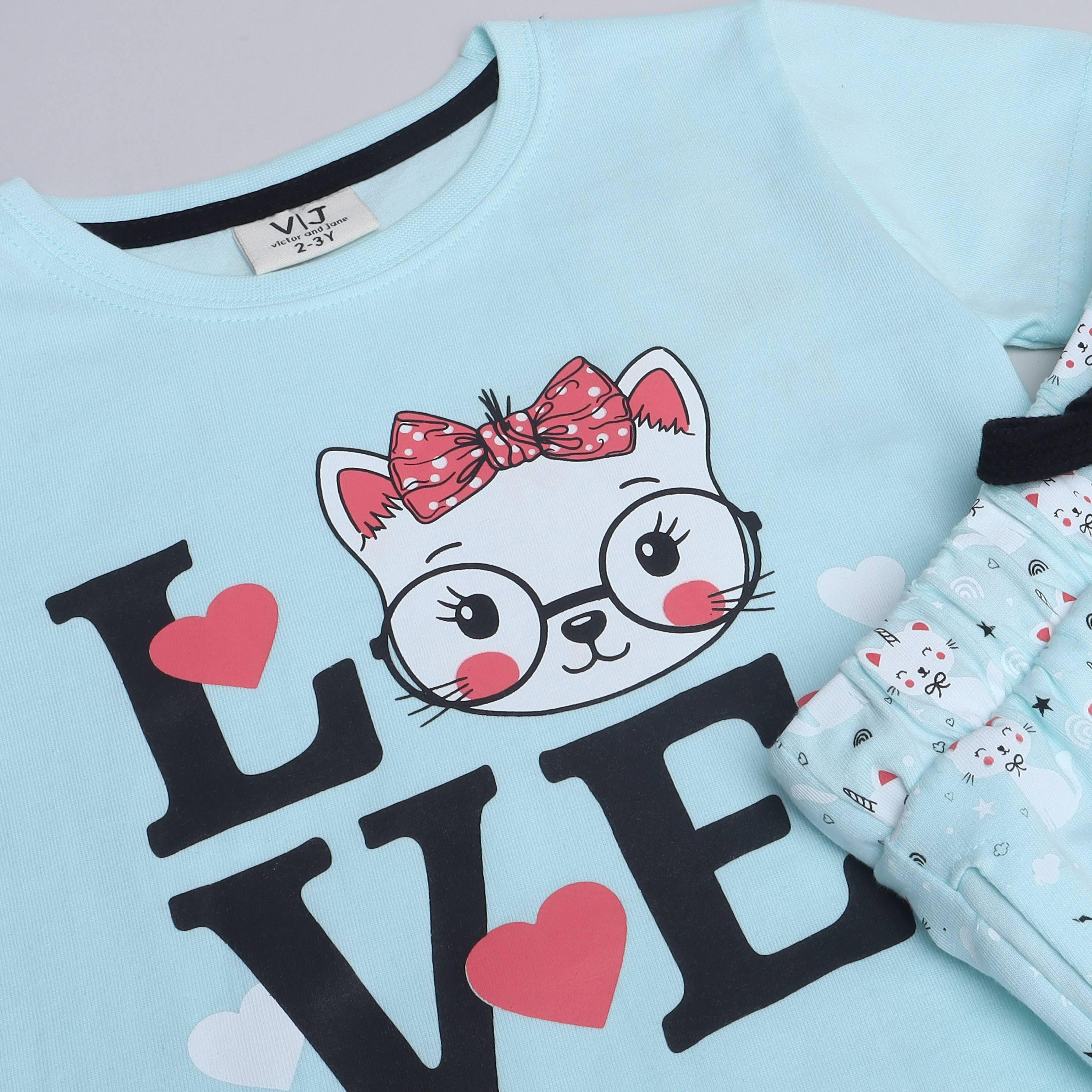 Victor and Jane 2-Piece Printed Short Sleeves T-Shirt with Shorts-girls-clothing-nightwear-image-2