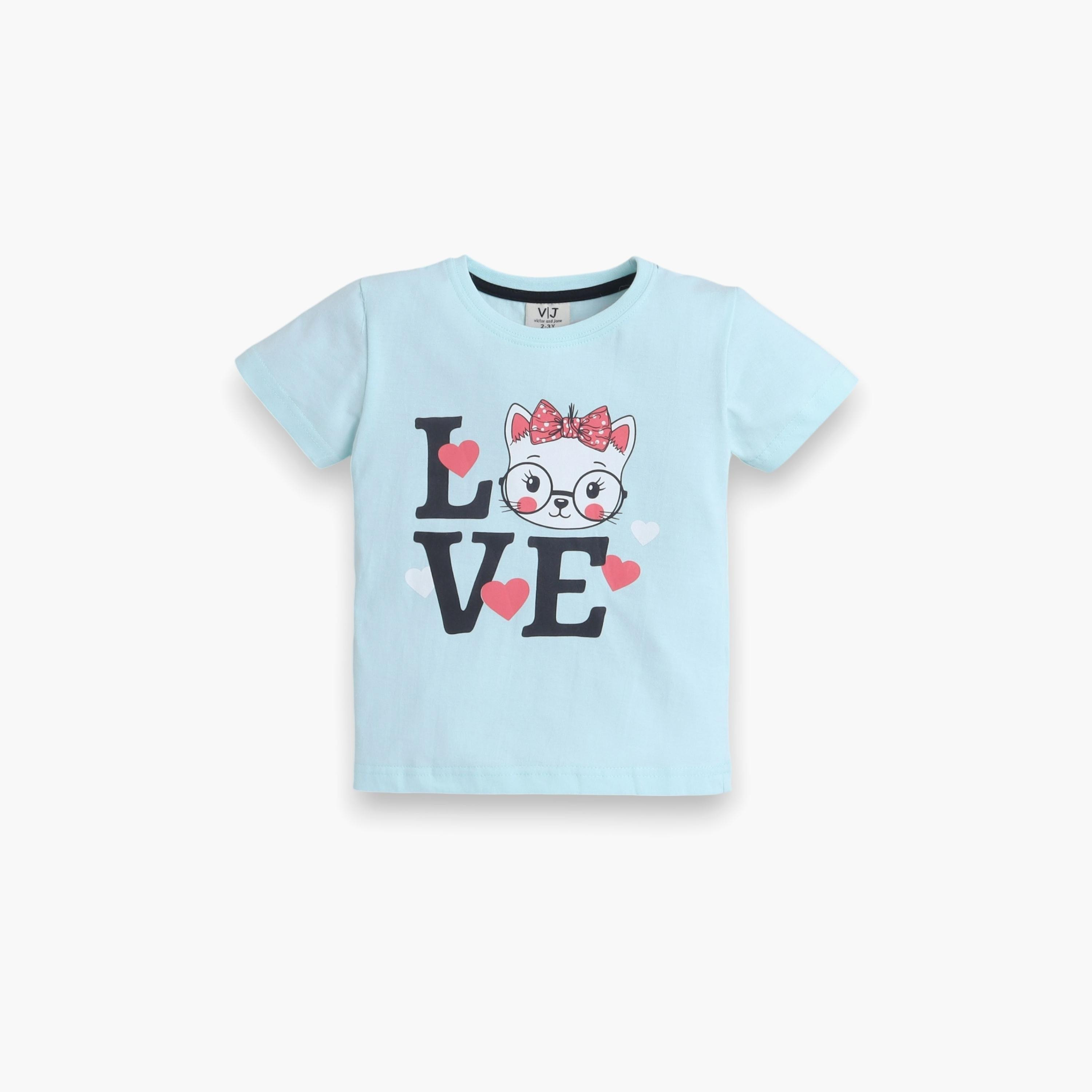 Victor and Jane 2-Piece Printed Short Sleeves T-Shirt with Shorts-girls-clothing-nightwear-image-3