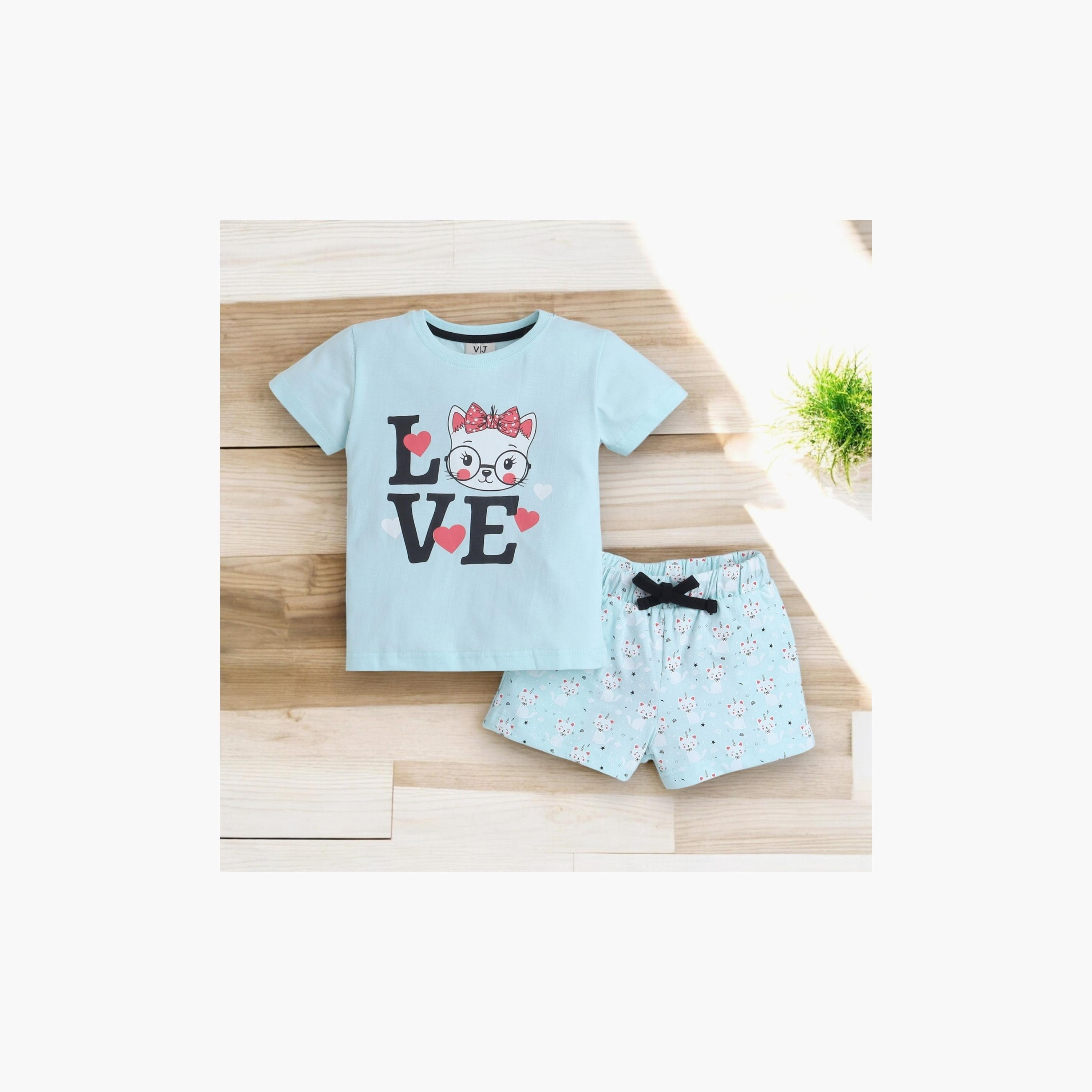 Victor and Jane 2-Piece Printed Short Sleeves T-Shirt with Shorts-girls-clothing-nightwear-image-5