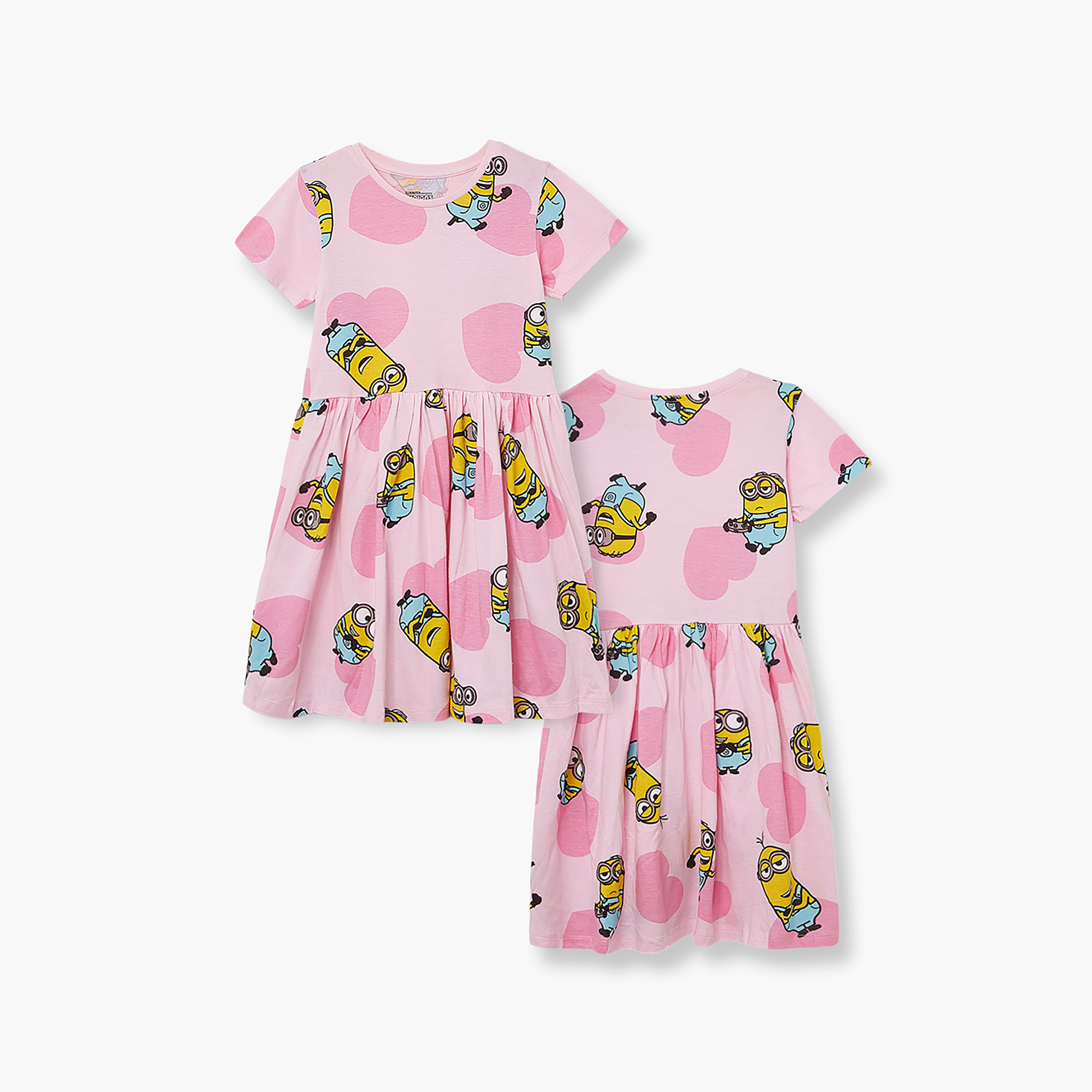 Minion Graphic Short Sleeves Dress-girls-clothing-dressesandjumpsuits-image-4
