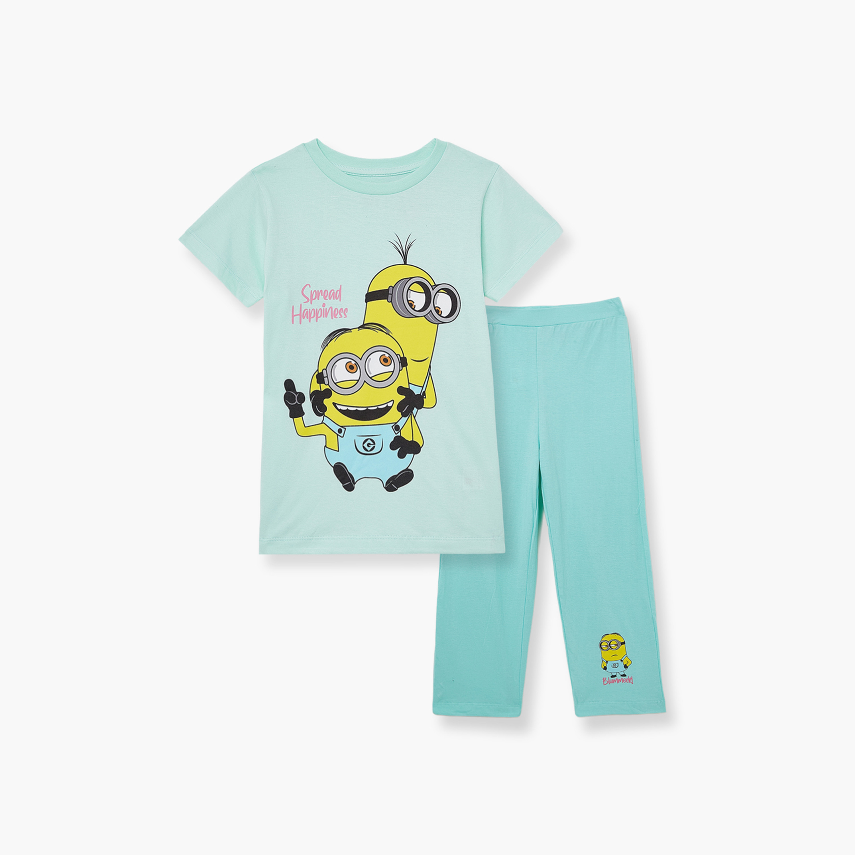 Minion Printed Cotton T-Shirt & Shorts Set-girls-clothing-setsandcoords-image-2