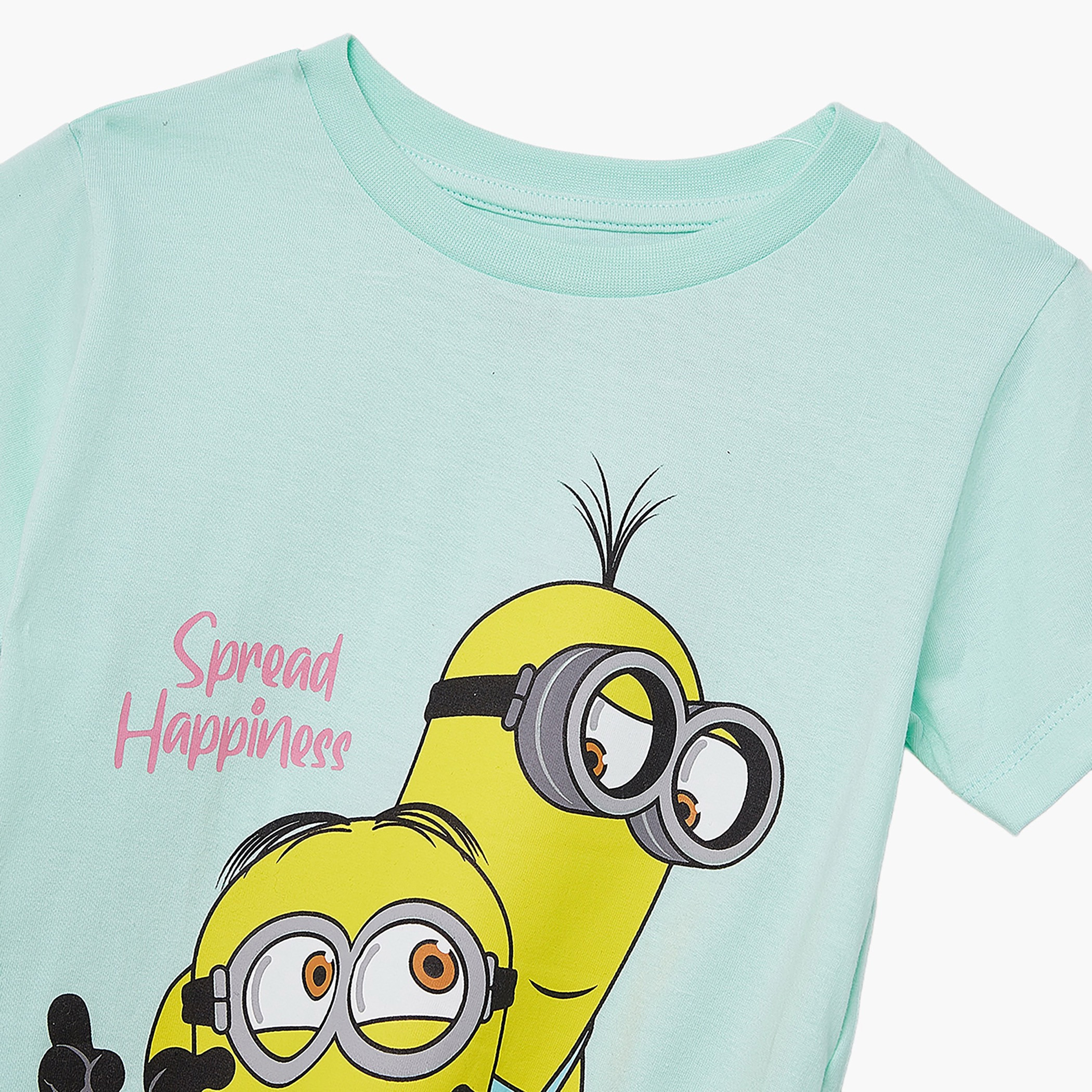 Minion Printed Cotton T-Shirt & Shorts Set-girls-clothing-setsandcoords-image-6
