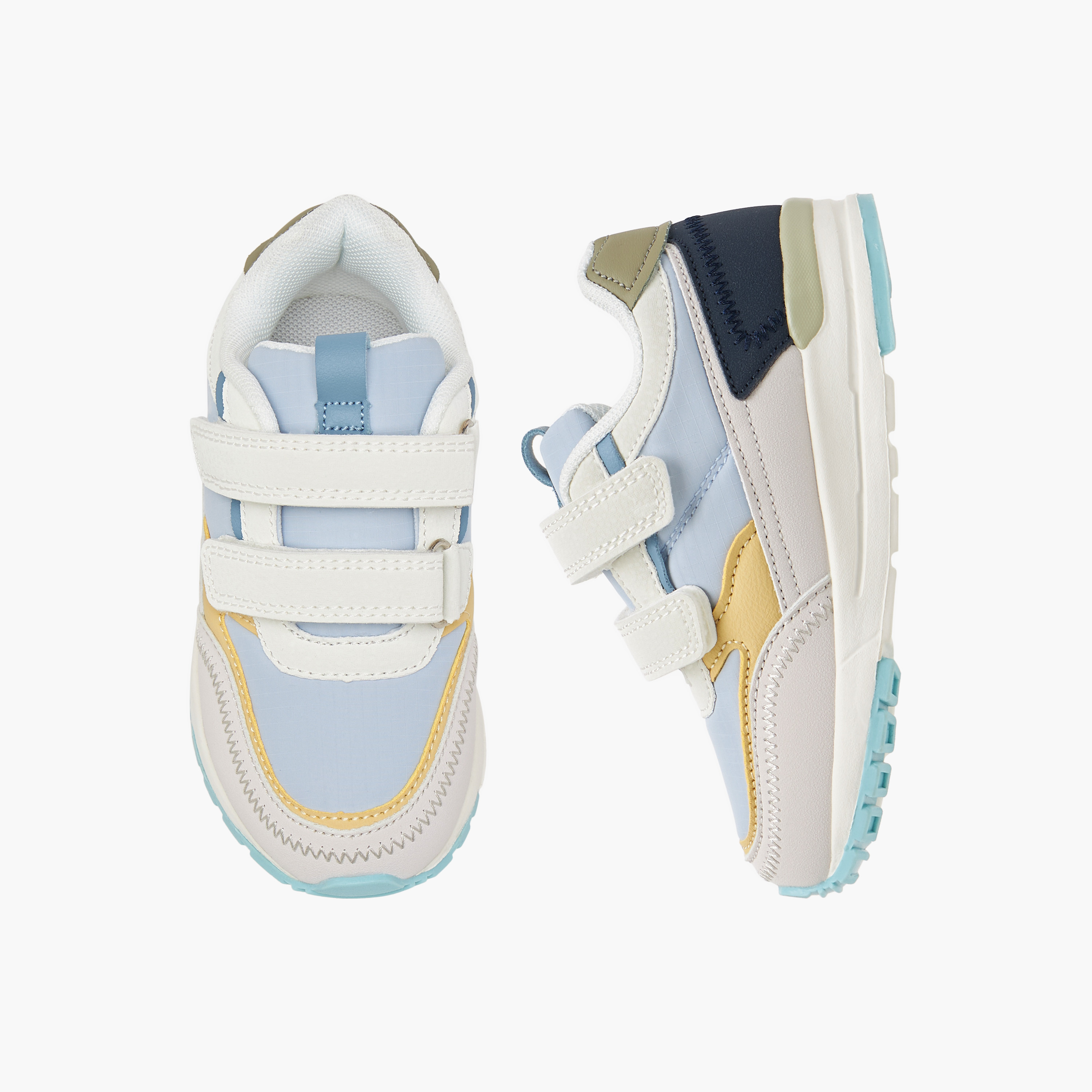 Juniors Colourblock Sneakers with Hook and Loop Closure-boys-shoes-sneakers-image-1