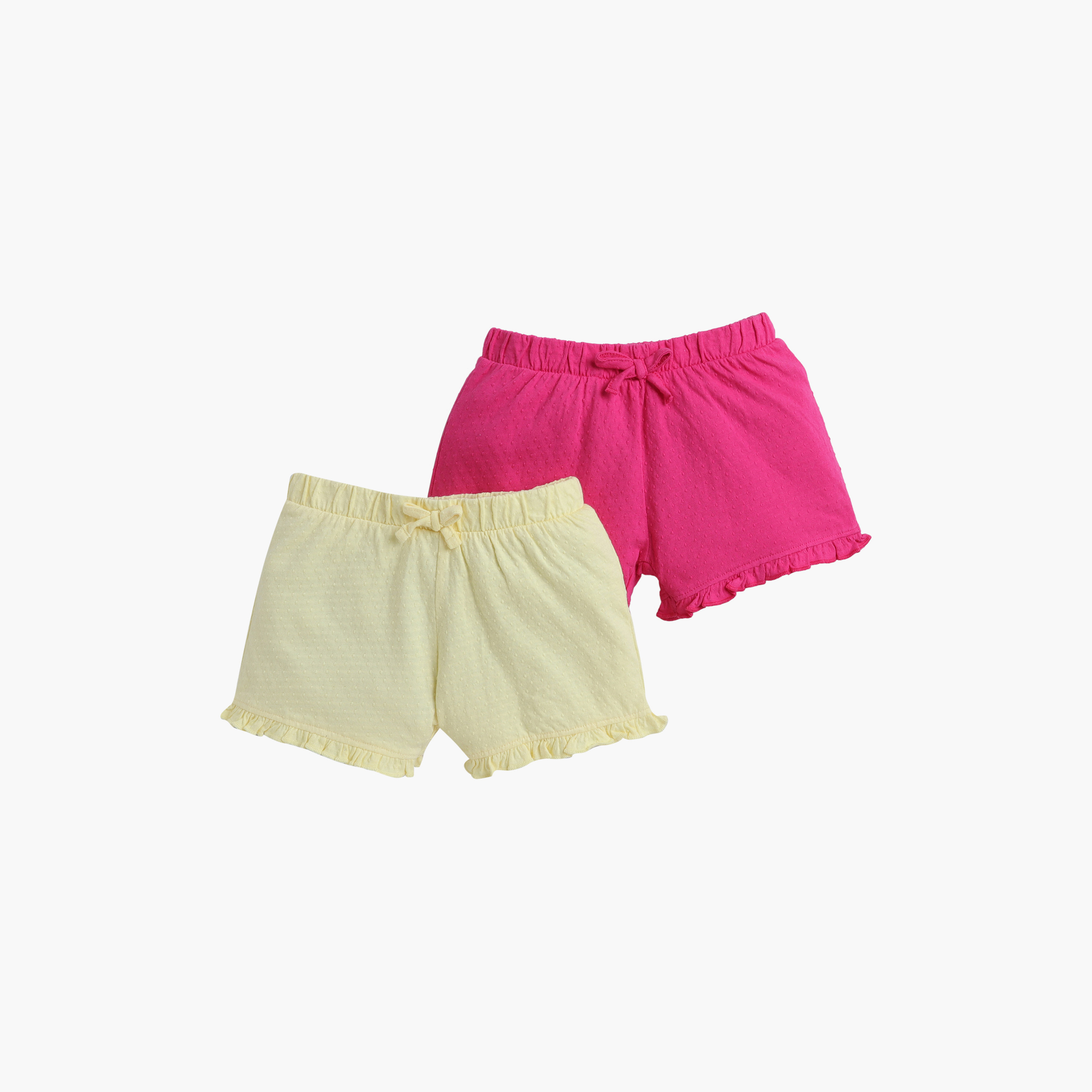 طقم من قطعتين شورتات سادة بنمط الجاكار من فيكتور اند جين-girls-clothing-bottoms-shorts-image-1
