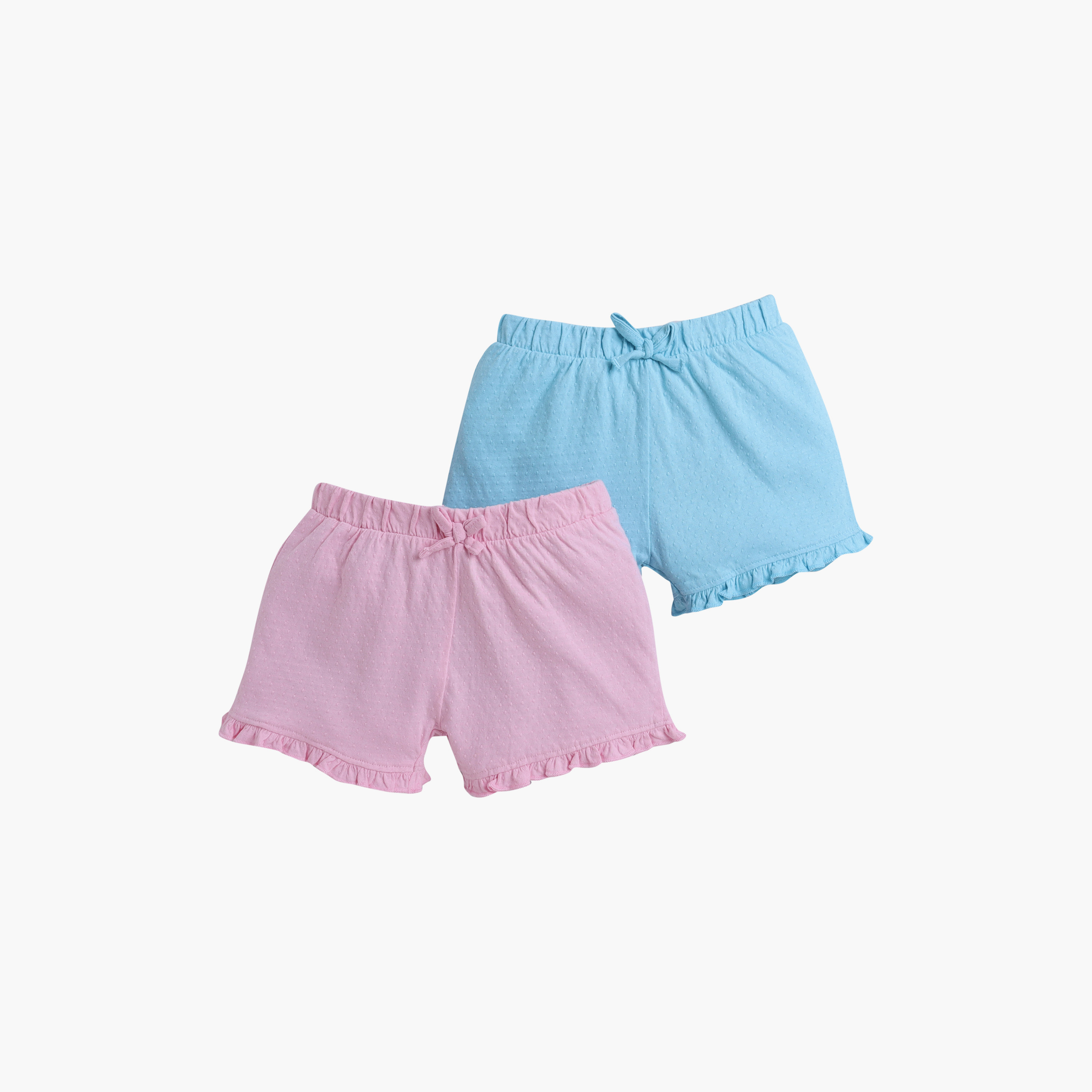 طقم من قطعتين شورتات سادة بنمط الجاكار من فيكتور اند جين-girls-clothing-bottoms-shorts-image-1