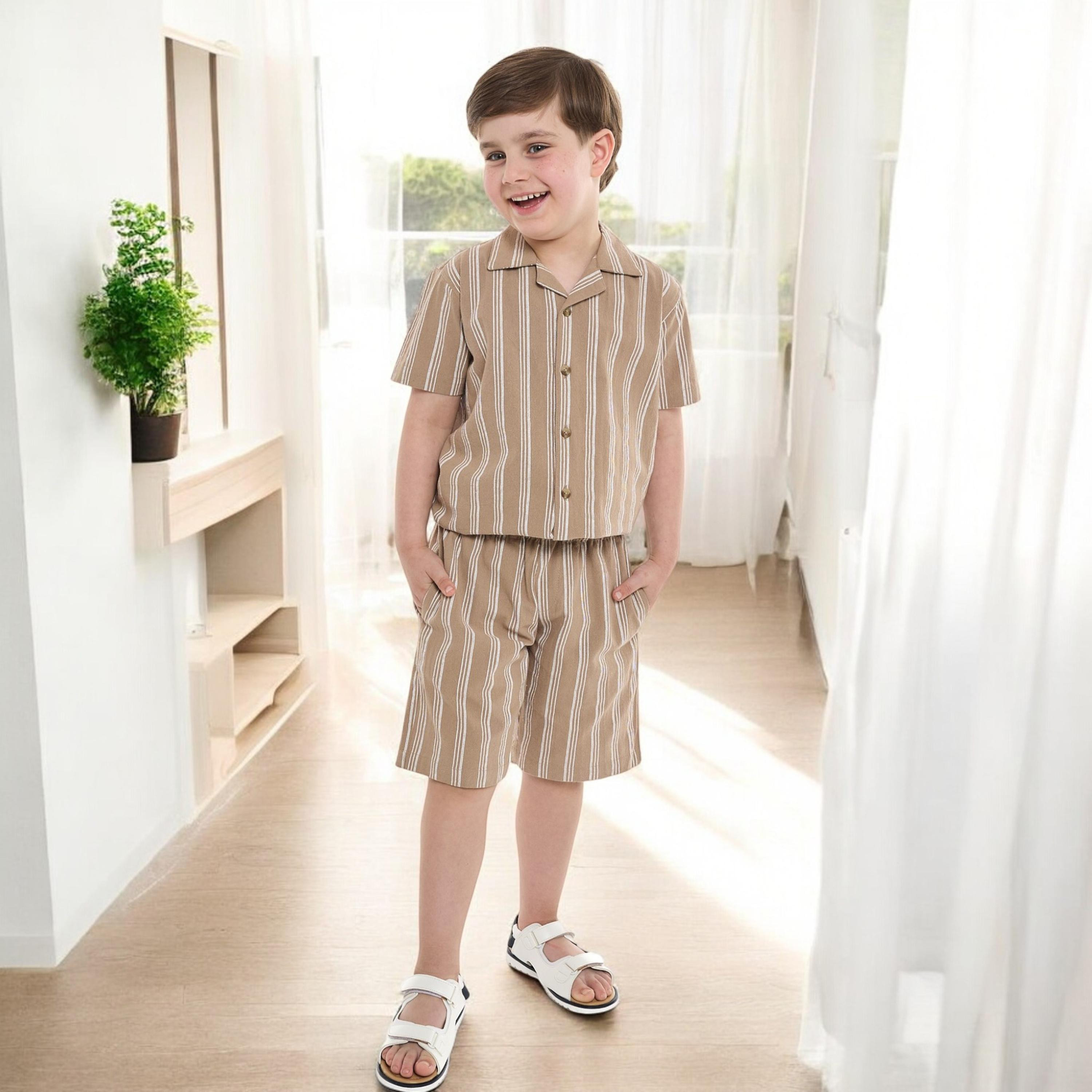 Victor and Jane 2-Piece Striped Short Sleeves Shirt with Shorts-boys-clothing-setsandcoords-image-6