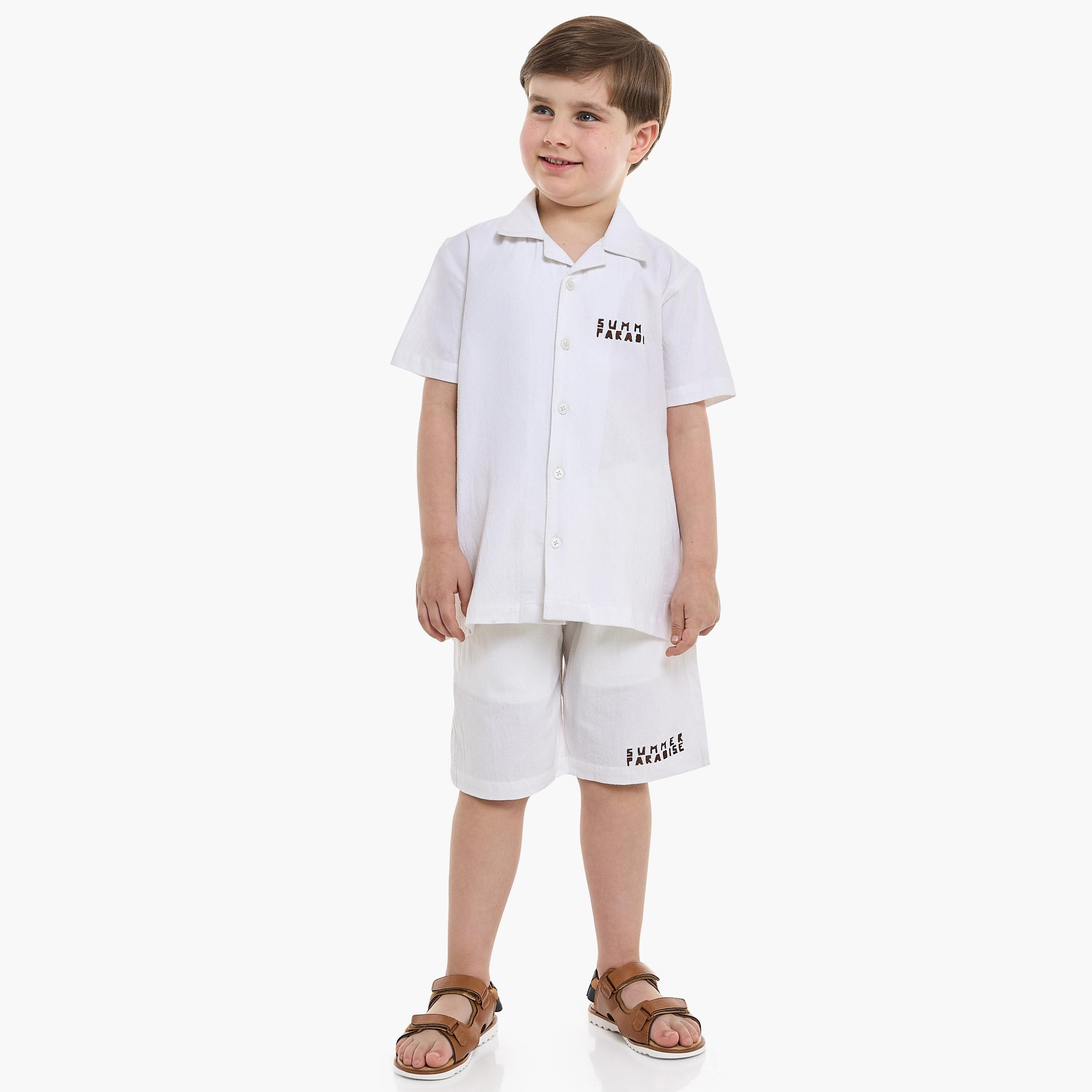 Victor and Jane 2-Piece Printed Short Sleeves Shirt with Shorts-boys-clothing-setsandcoords-image-1