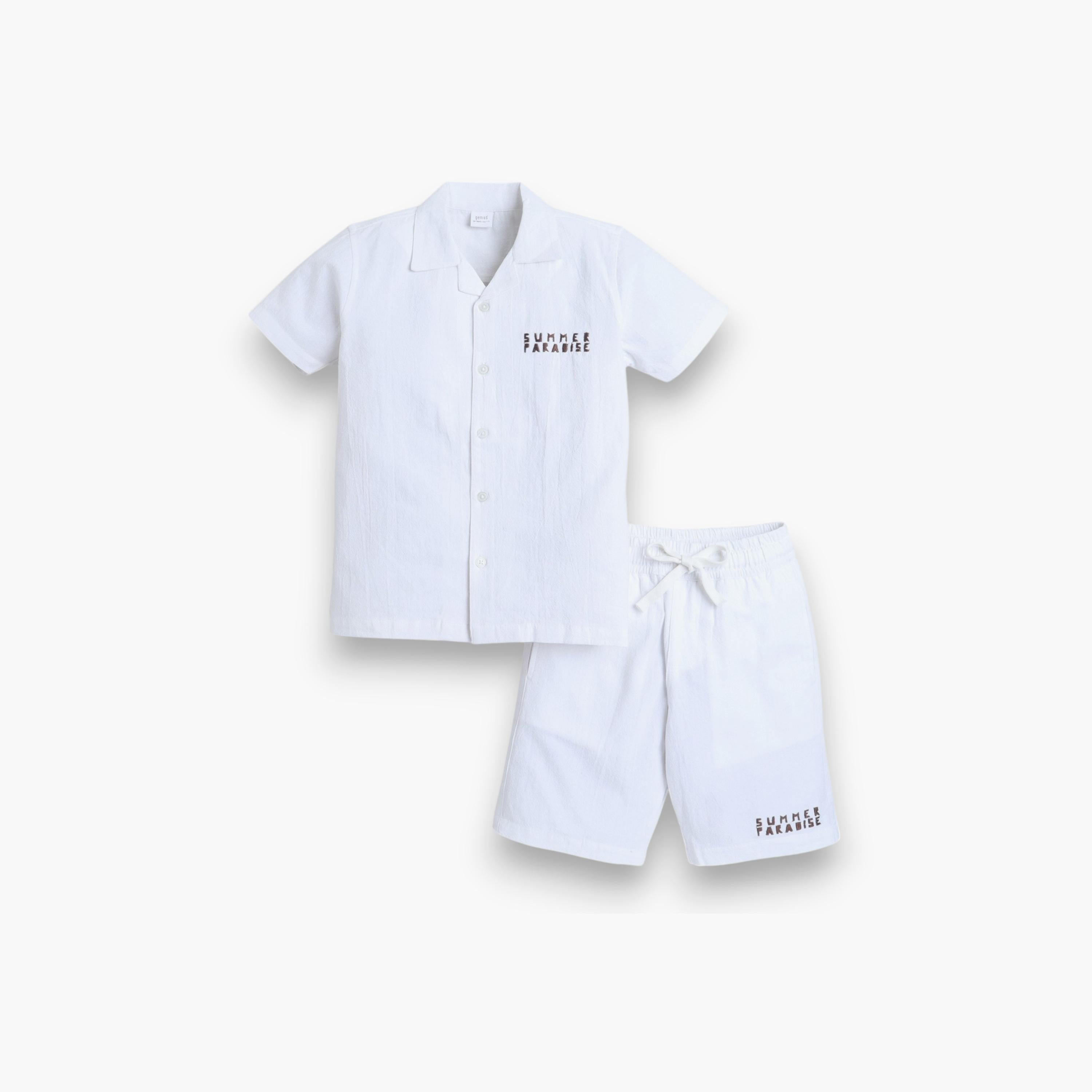 Victor and Jane 2-Piece Printed Short Sleeves Shirt with Shorts-boys-clothing-setsandcoords-image-2