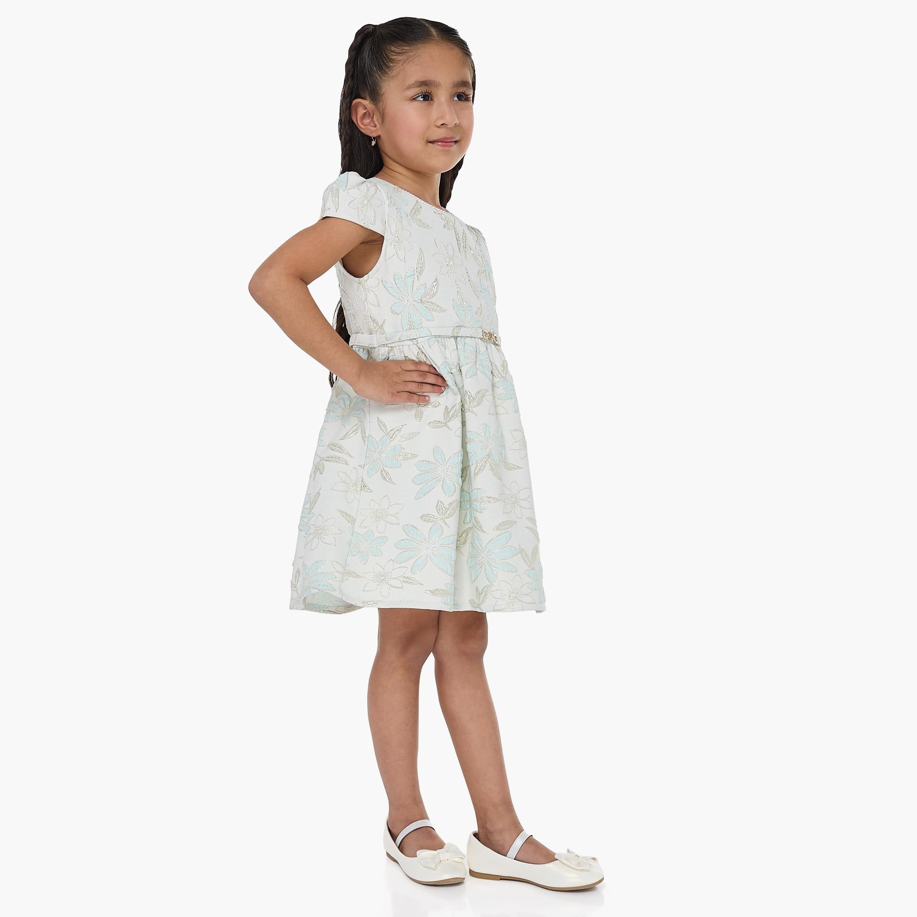 فستان بطبعة زهور وأكمام كاب من فيكتور اند جين-girls-clothing-dressesandjumpsuits-image-3