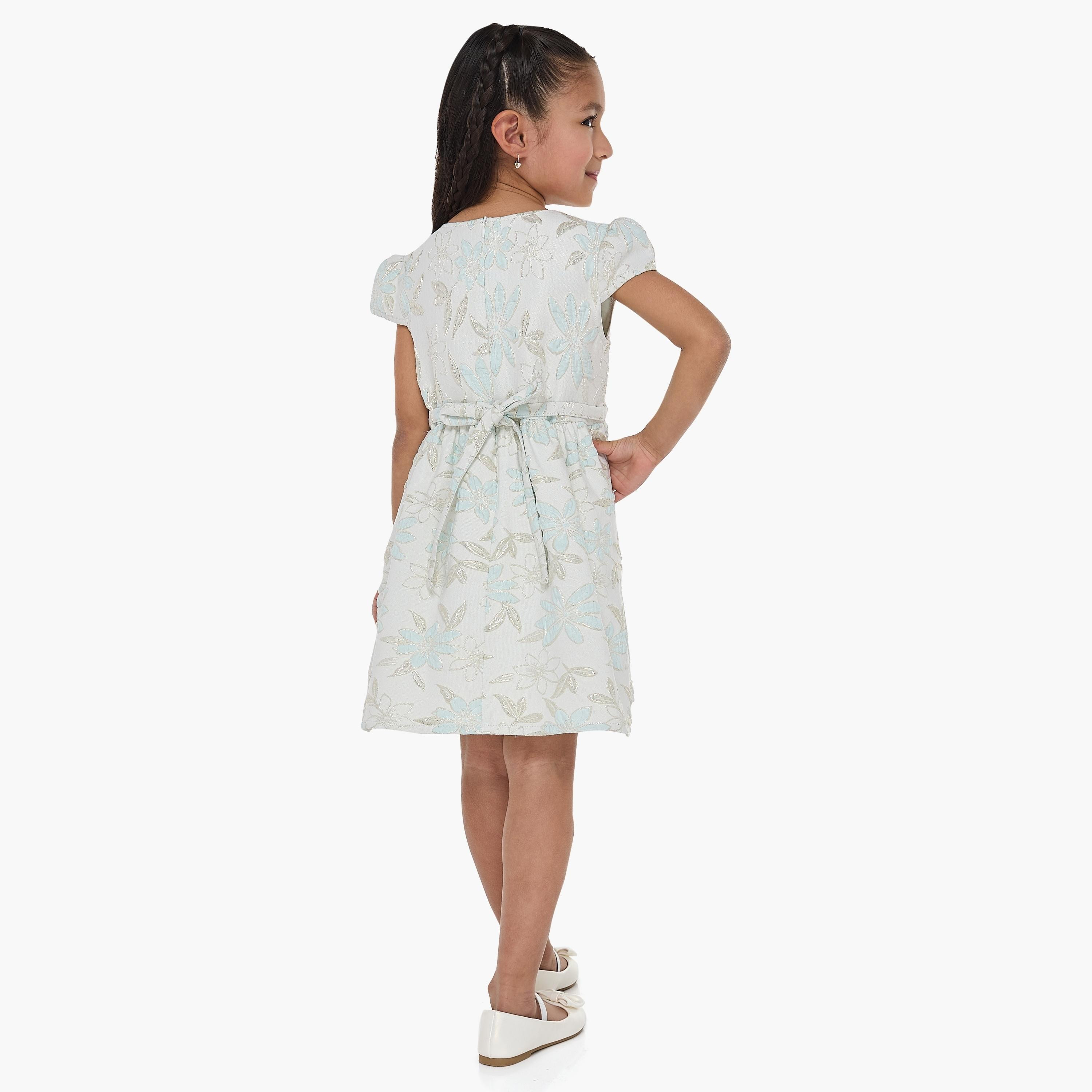فستان بطبعة زهور وأكمام كاب من فيكتور اند جين-girls-clothing-dressesandjumpsuits-image-4