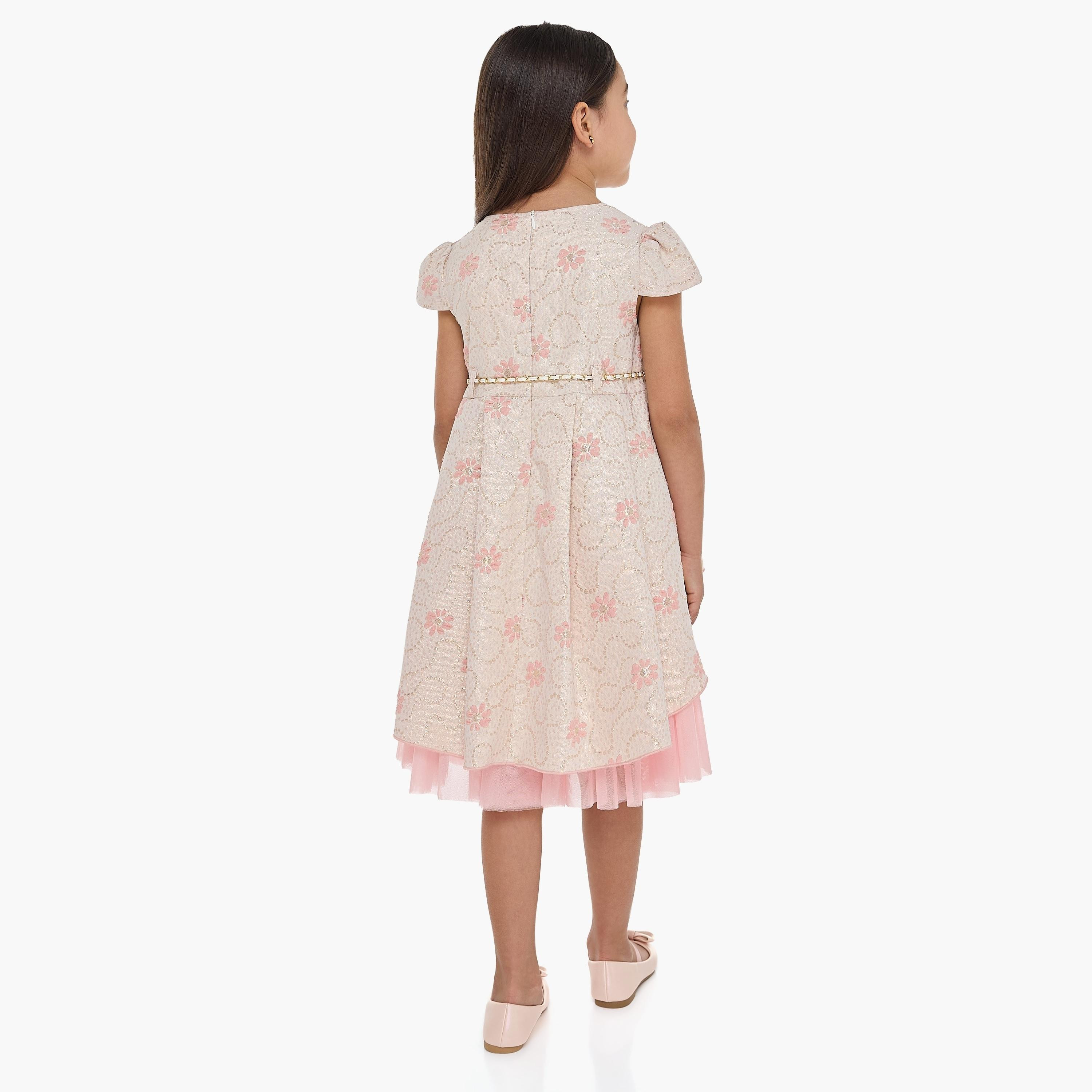فستان بطبعة زهور وأكمام كاب من فيكتور اند جين-girls-clothing-dressesandjumpsuits-image-4
