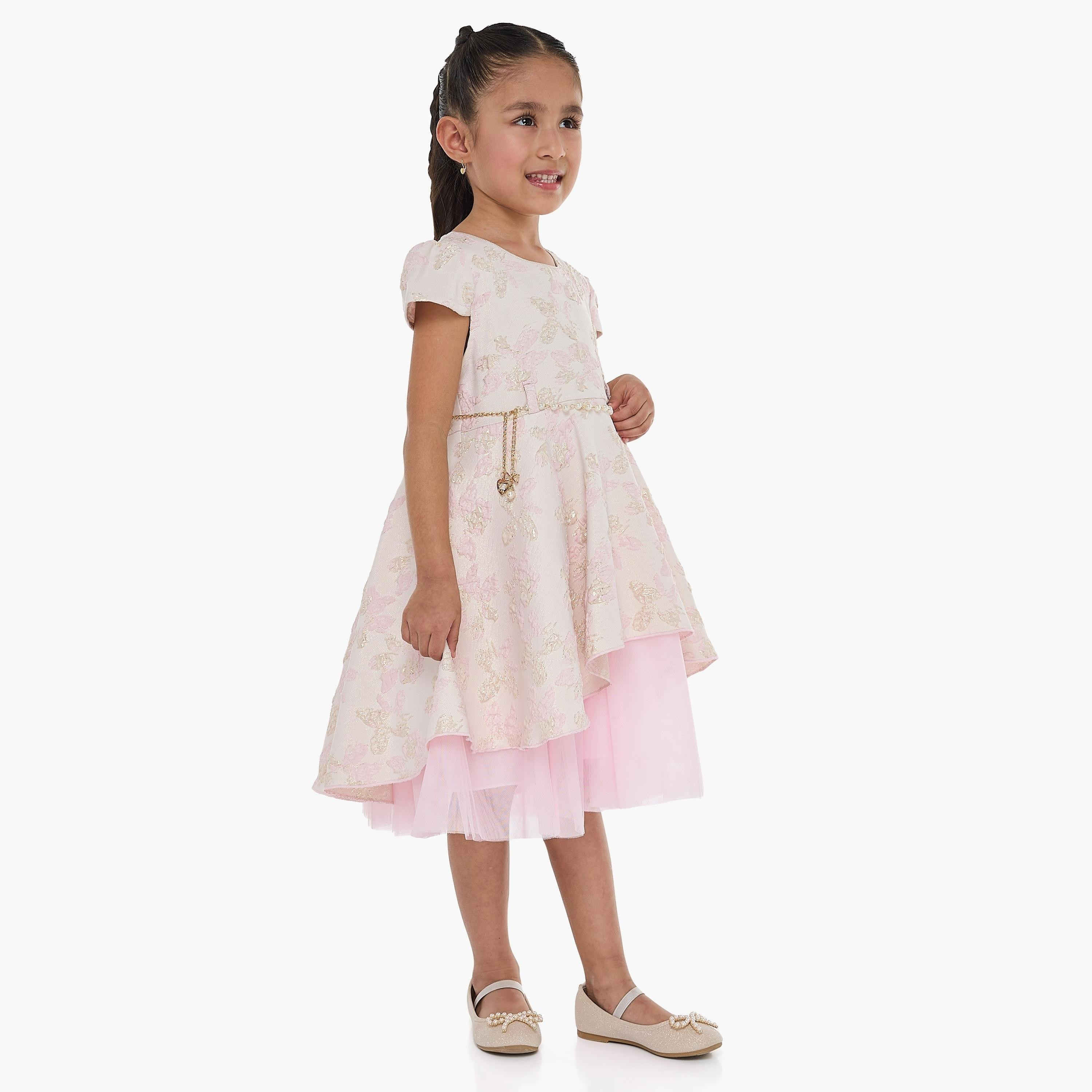 فستان بطبعة زهور وأكمام كاب من فيكتور اند جين-girls-clothing-dressesandjumpsuits-image-4