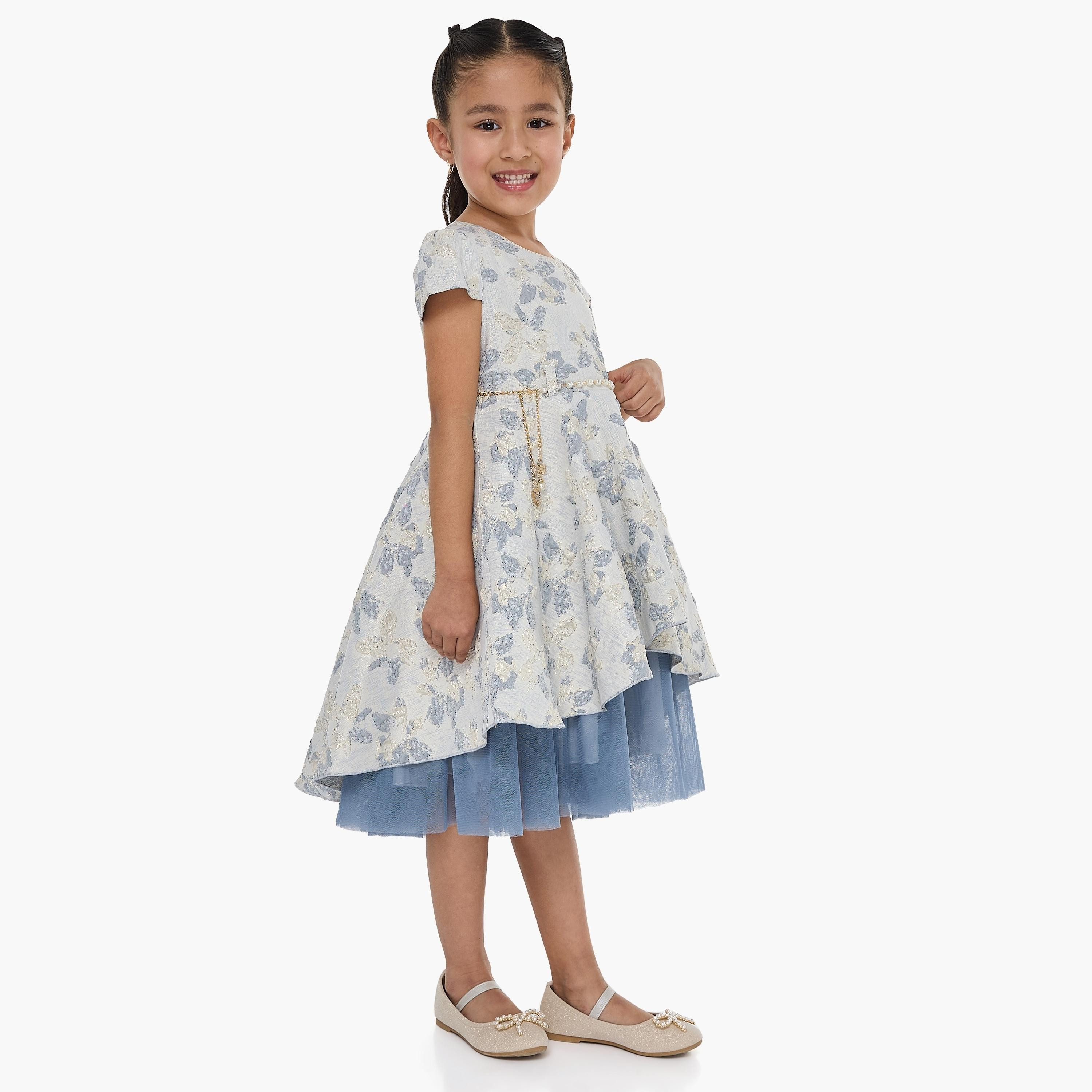 فستان بطبعة زهور وأكمام كاب من فيكتور اند جين-girls-clothing-dressesandjumpsuits-image-3