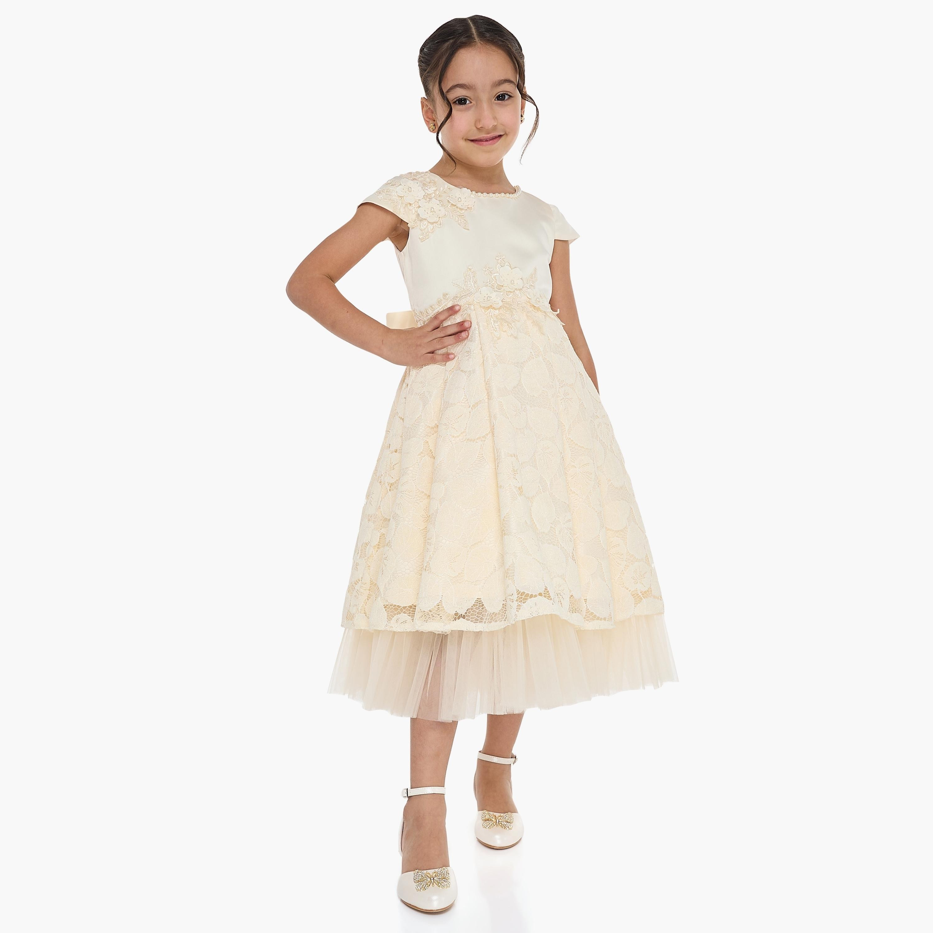 فستان بأكمام كاب مزين من فيكتور اند جين-girls-clothing-dressesandjumpsuits-image-1