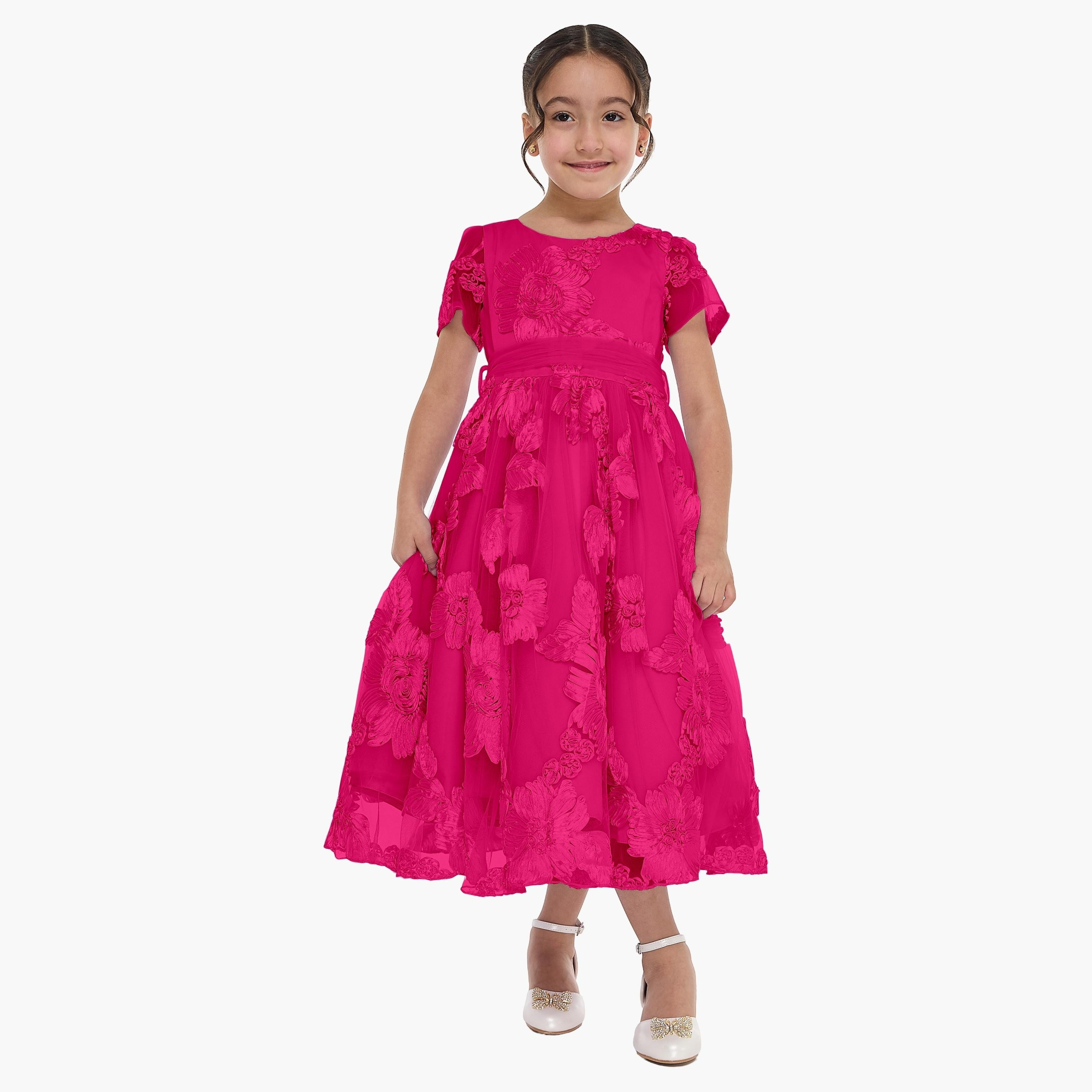فستان بطبعات الأزهار بأكمام قصيرة من فيكتور اند جين-girls-clothing-dressesandjumpsuits-image-1