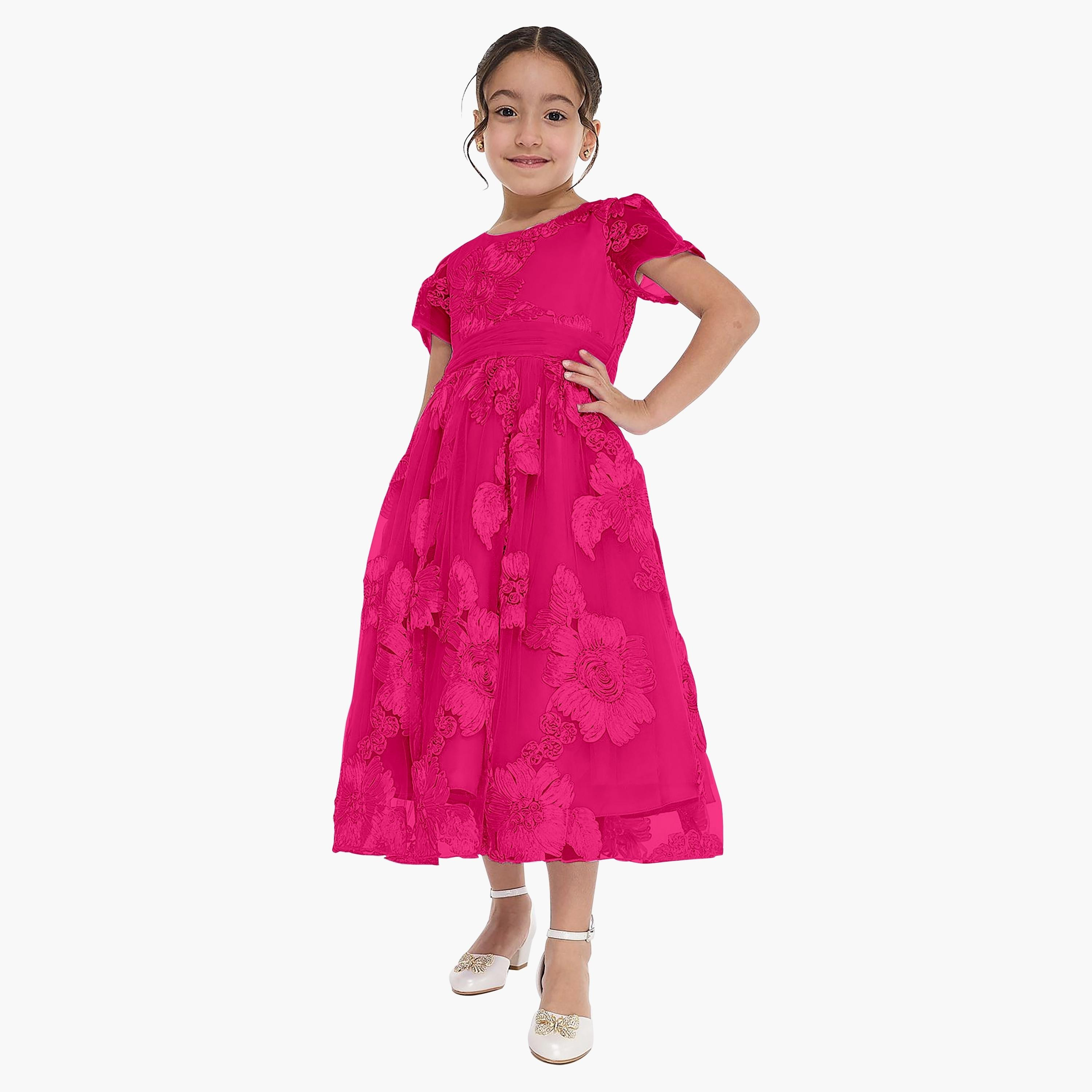 فستان بطبعات الأزهار بأكمام قصيرة من فيكتور اند جين-girls-clothing-dressesandjumpsuits-image-2