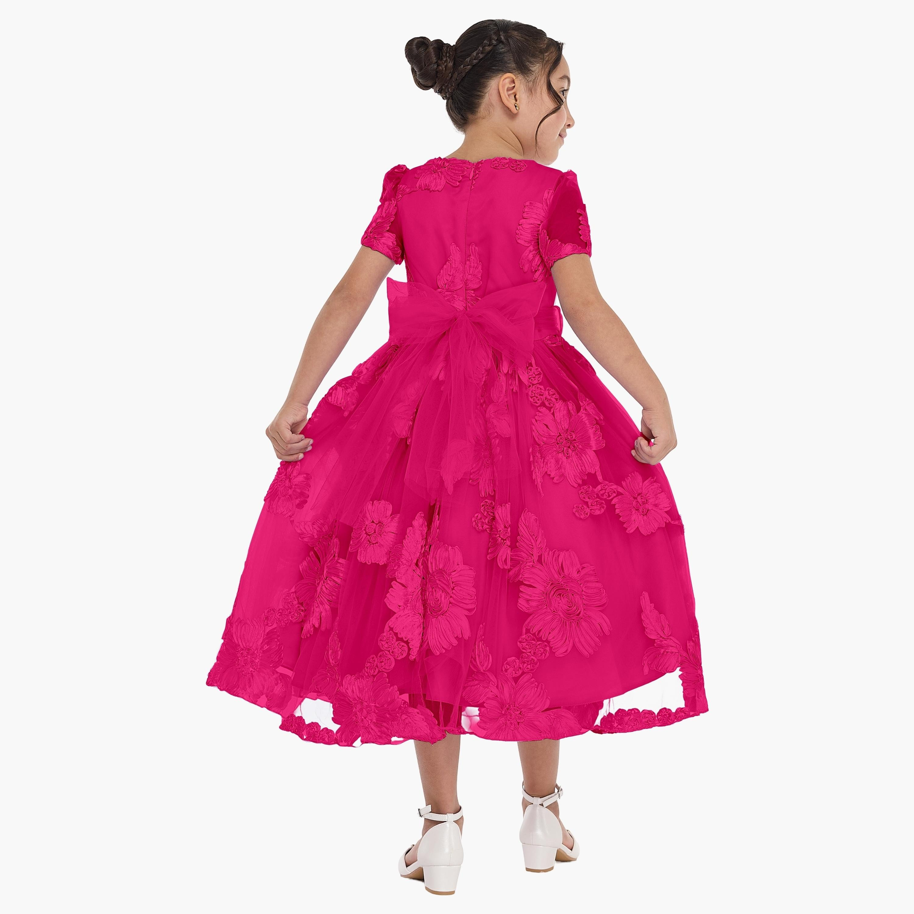فستان بطبعات الأزهار بأكمام قصيرة من فيكتور اند جين-girls-clothing-dressesandjumpsuits-image-3