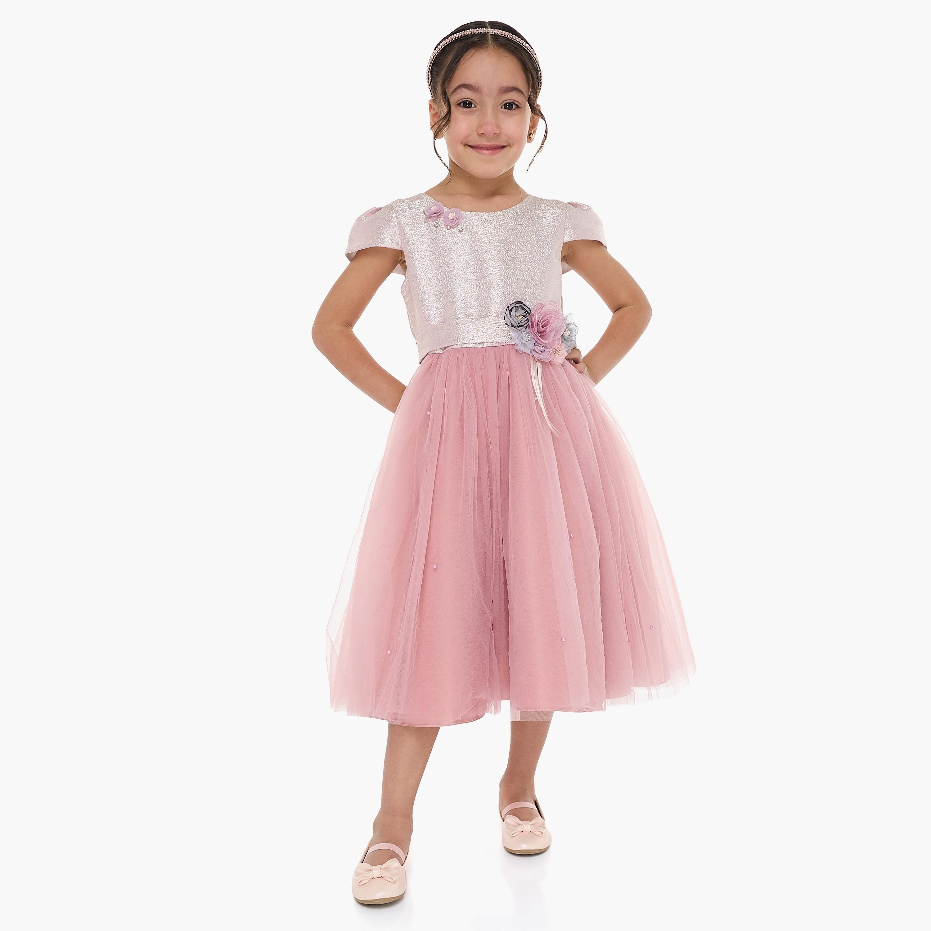 Victor and Jane Floral Printed Cap Sleeves Dress-girls-clothing-dressesandjumpsuits-image-1